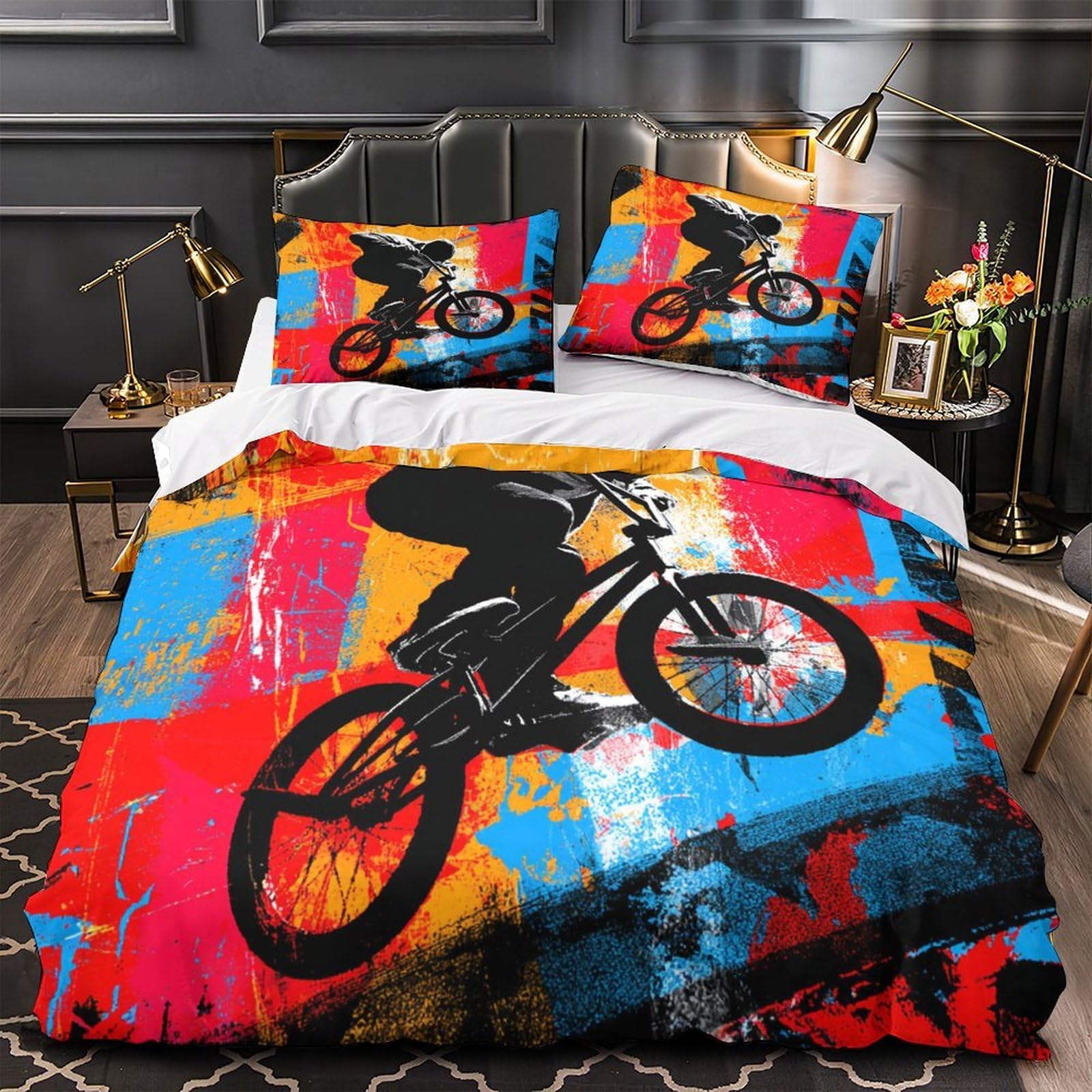 Parure de lit BMX 135x200 pour enfant avec housse de couette microfibre