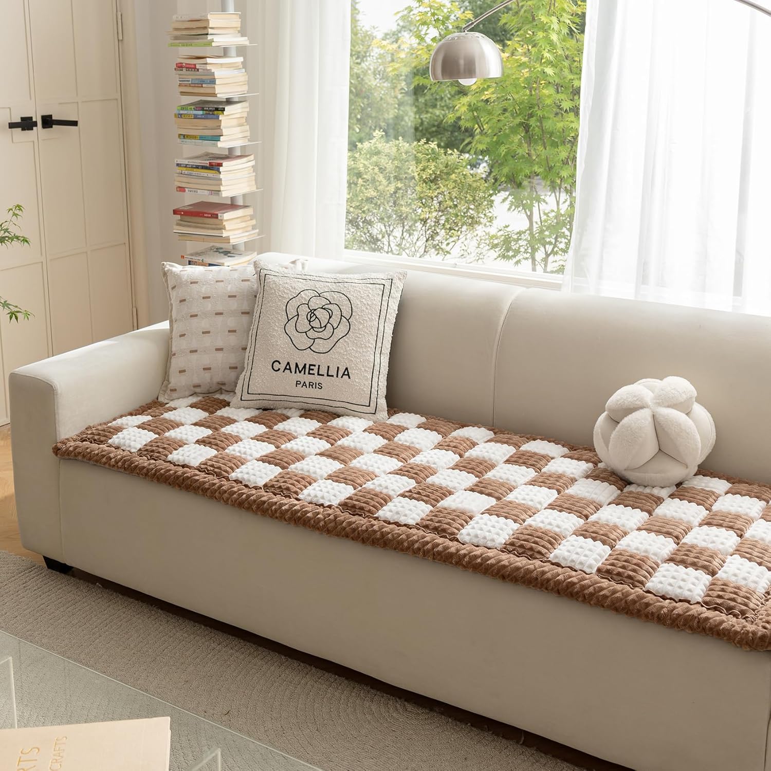 Couch Cover for Dogs Washable, Fuzzy Pet Cover for Sofa, Covers for 3 Cushion Couch Pet-Friendly, Non Slip Dog Bed Mat Dog Blanket (DarkCoffee, 27.6x59.06 inch)