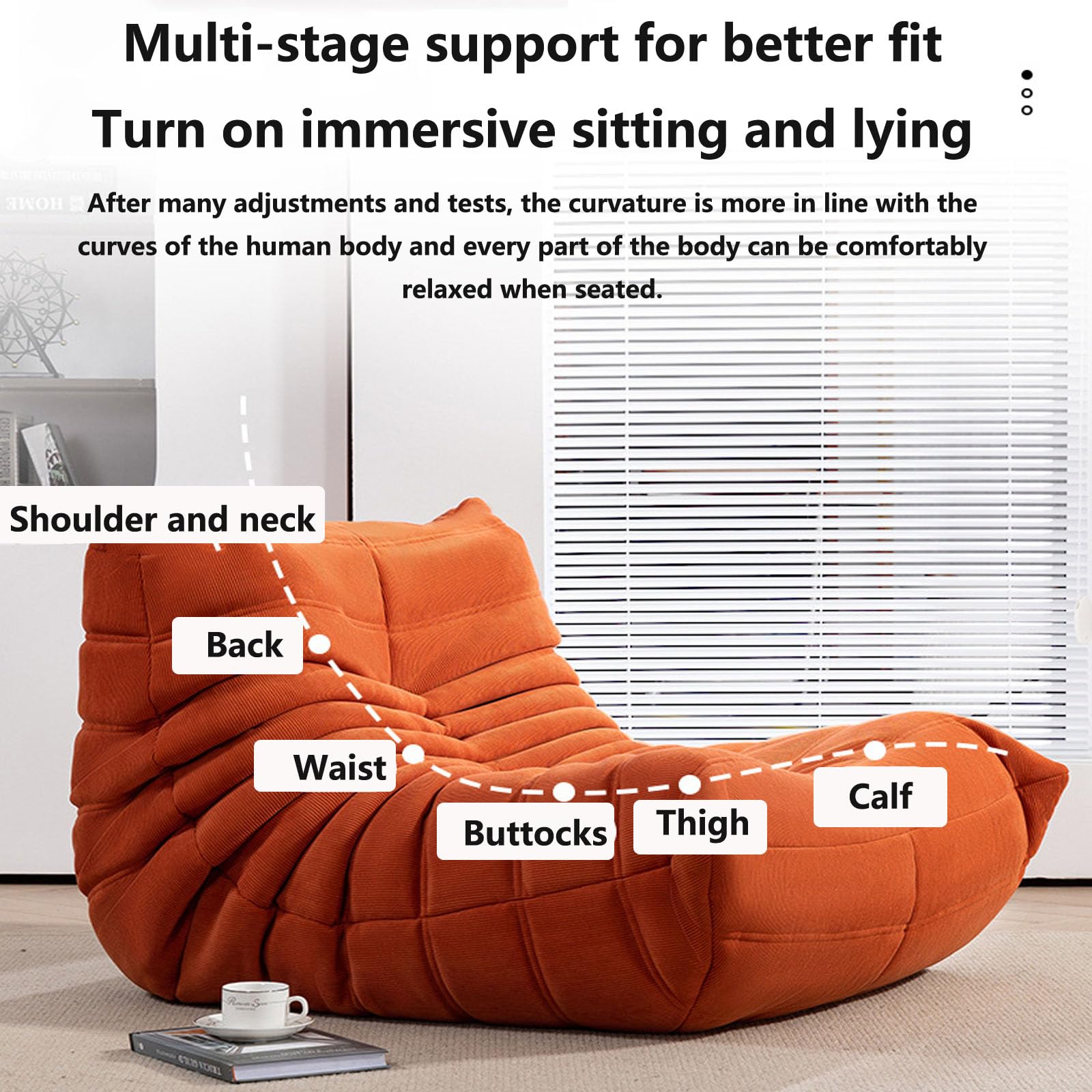 Fauteuil Togo Style Fireside - Canapé De Sol Confortable, Mousse Haute Densité, Tissu Daim Doux - 93x90x70cm - 10