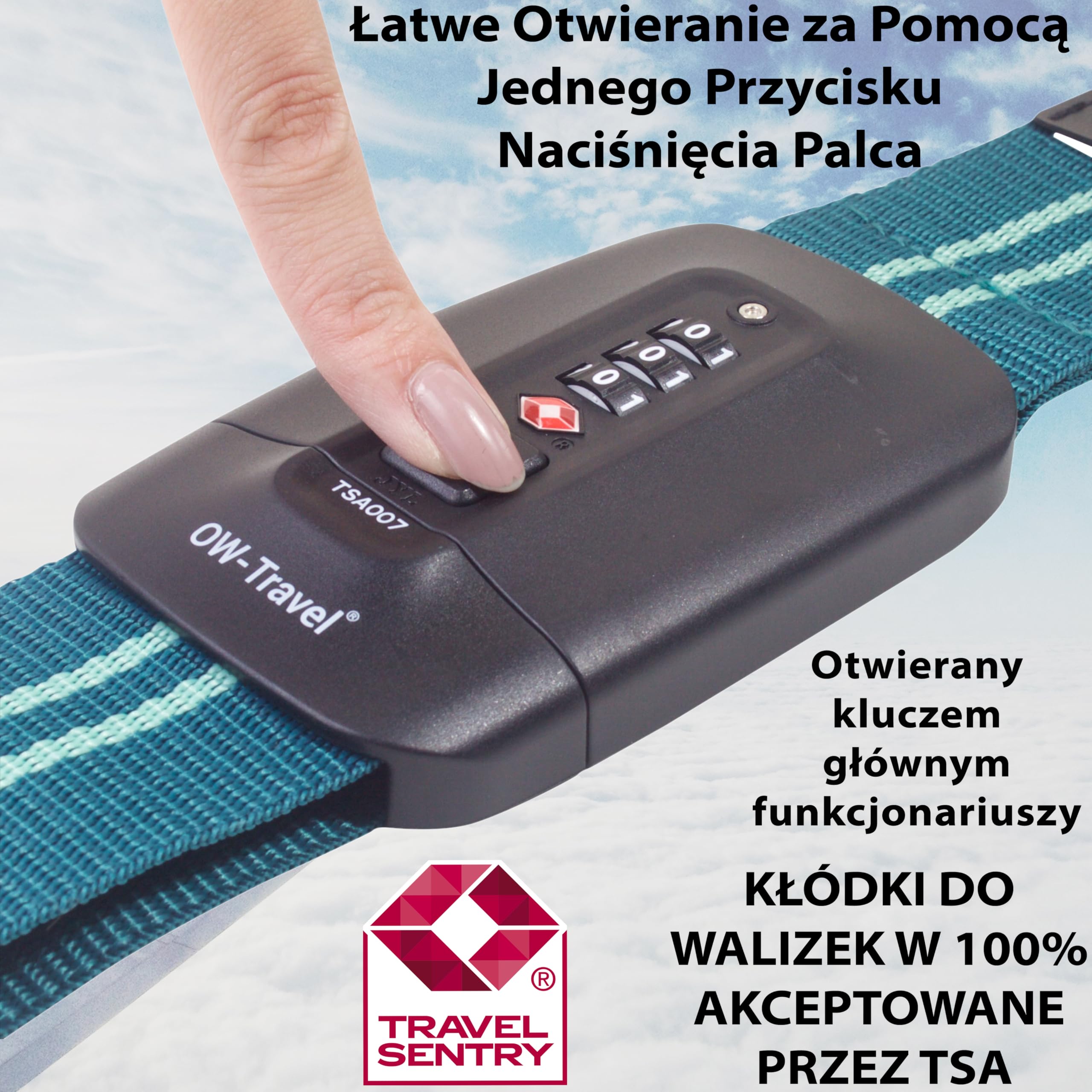 OW-Travel Spersonalizowane paski bagażowe z zamkami do walizek(Niebieski/Zielony) Łatwe do zauważenia paski walizkowe TSA etykietami bagażowymi.Pasek podróżny blokadą.Zamykane zamki do walizki