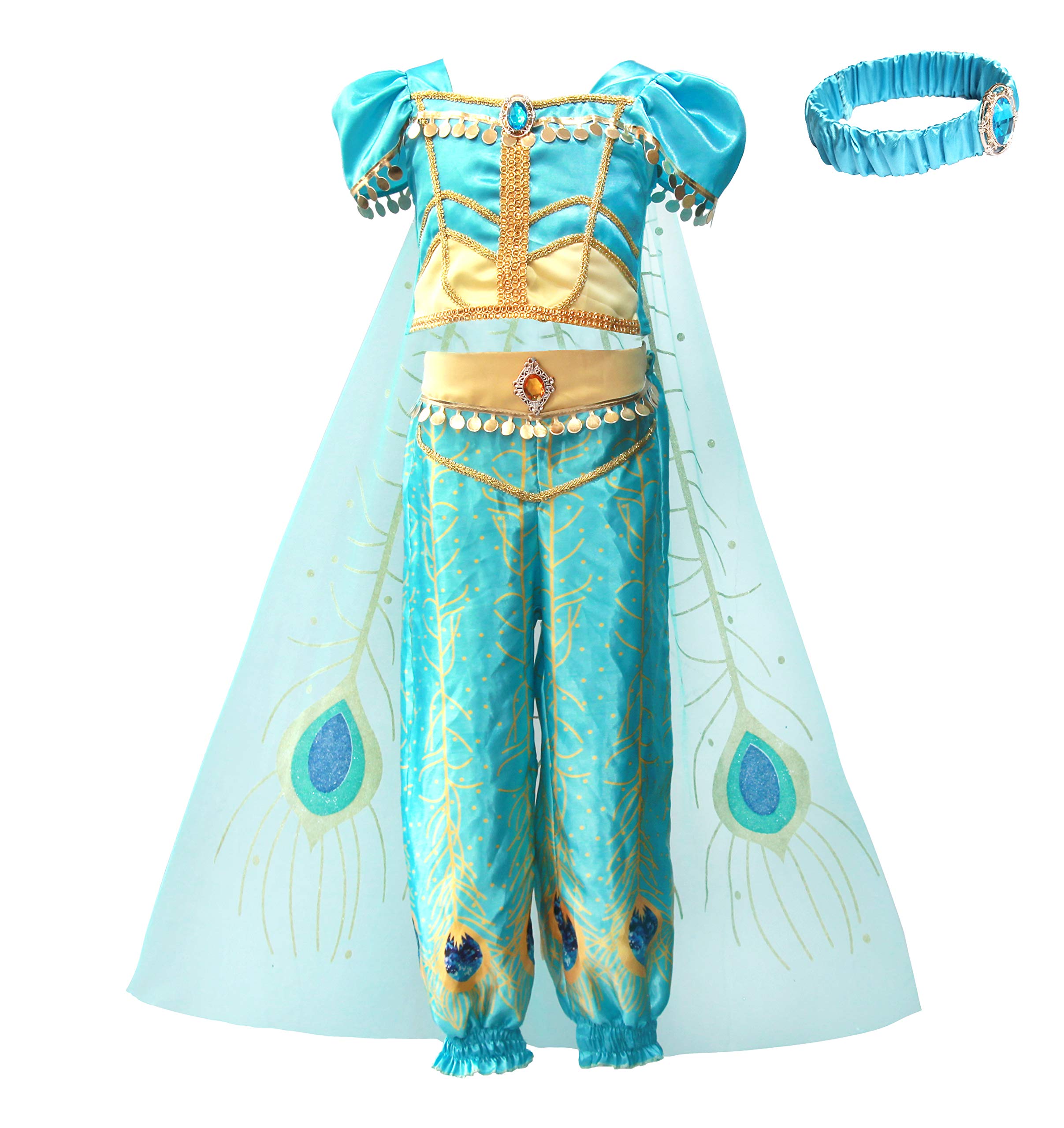 Lito Angels Arabian Princess Jasmine Fancy Dress Up Costume with Headband & Cape for Kids Girls Belly Dance Party Outfit Age 3-4 Years, B