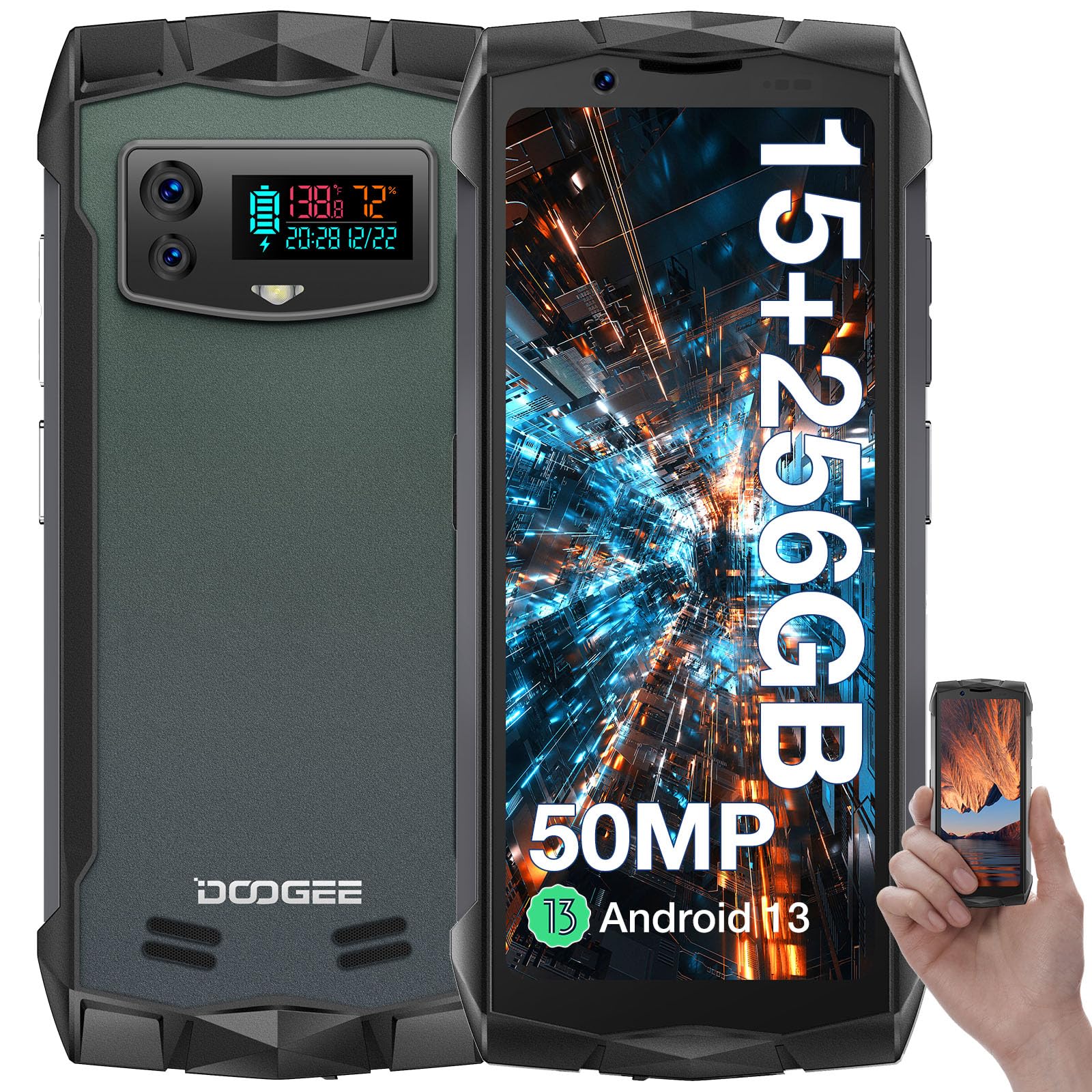 DOOGEE Smini Rugged Smartphone, 22GB + 256GB/2TB Android 13 Rugged