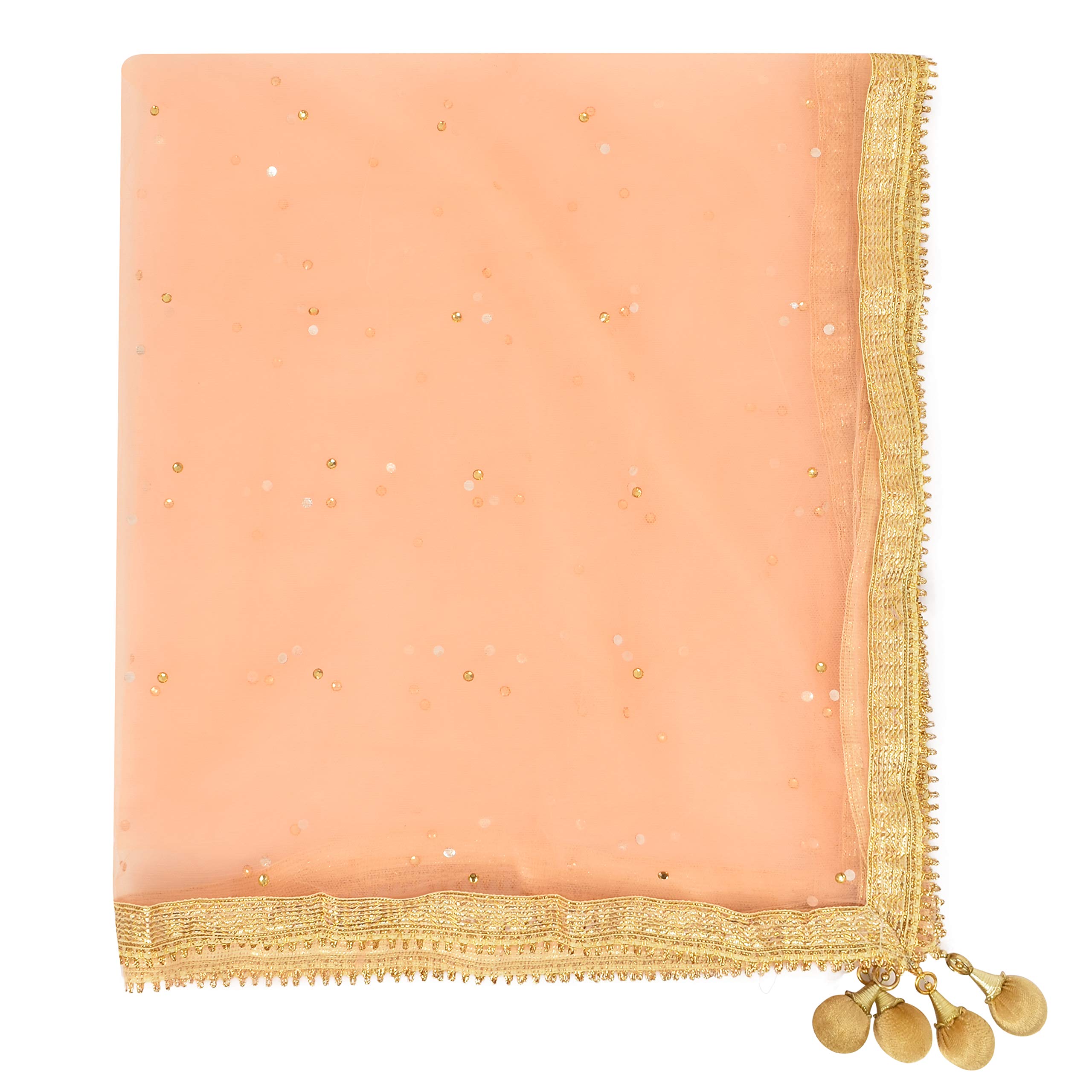 kbee Women's Embellished Net Dupatta with Stones and Lace Border-picture-49