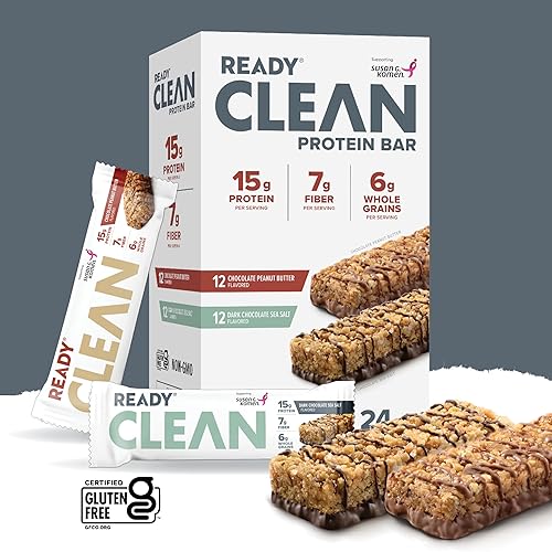 Miniatura 4 de Ready Barras de proteínas aperitivo alto en proteínas con 0.55 onzas de proteína de suero de leche, con semillas de lino y omega-3 para una energía