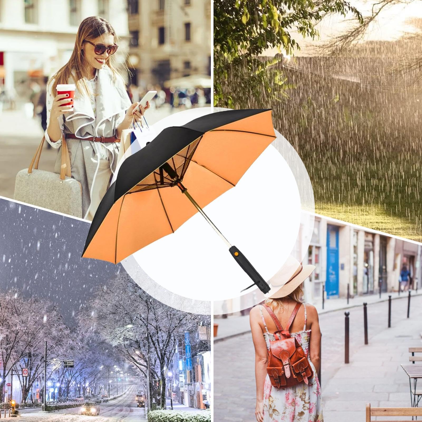 Sombrilla Refrescante con Ventilador Portátil que Bloquea los Rayos UV | Paraguas de Viaje de Verano con Ventilador y Sellador, Mantiene el Calor Fresco y Cómodo