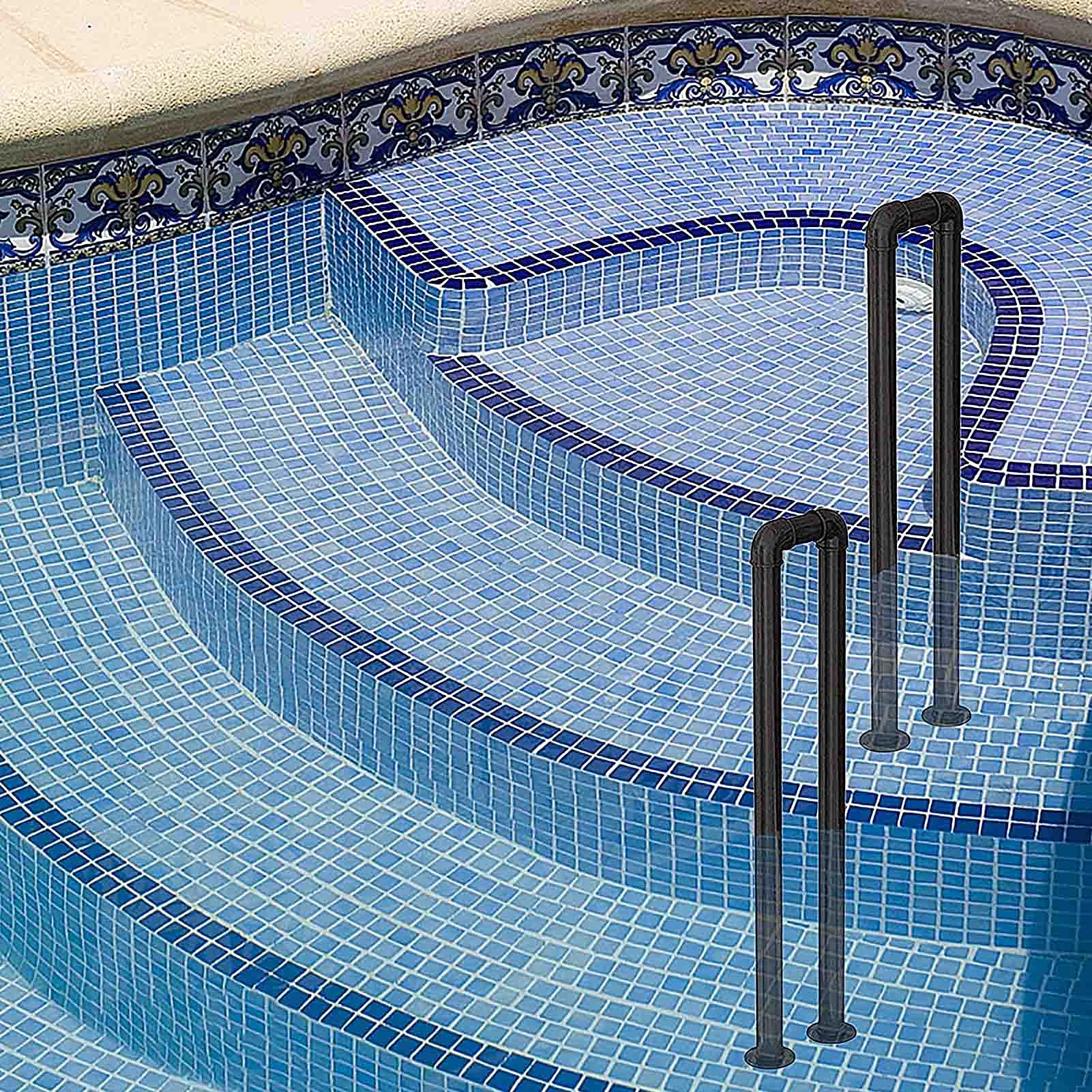 Mains courantes de piscine en U pour sécuriser les marches glissantes en fer forgé