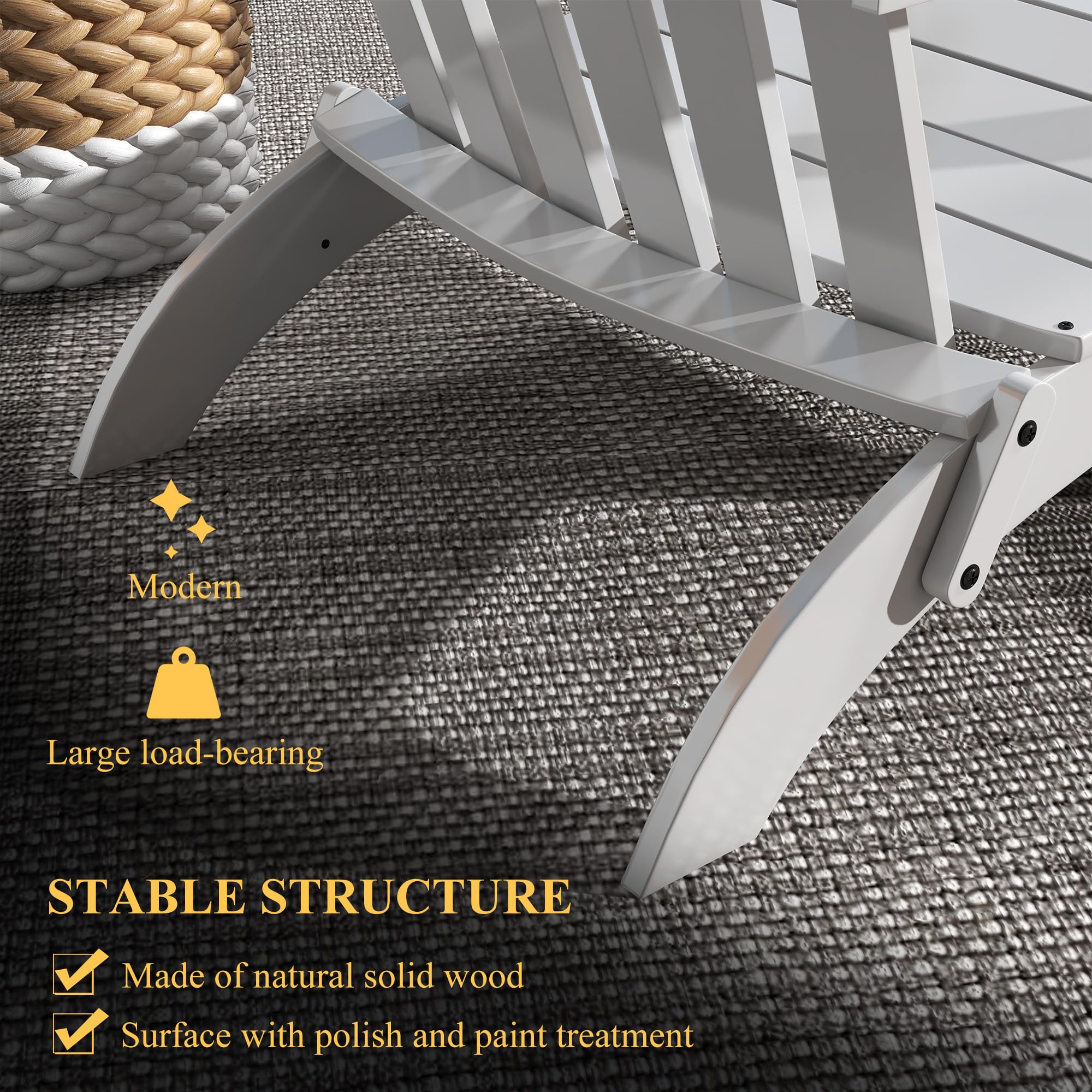 Outsunny Sedia Adirondack in legno, sedia da giardino pieghevole con braccioli carico 160 kg per patio terrazza balcone 68 x 81 x 93 cm bianco