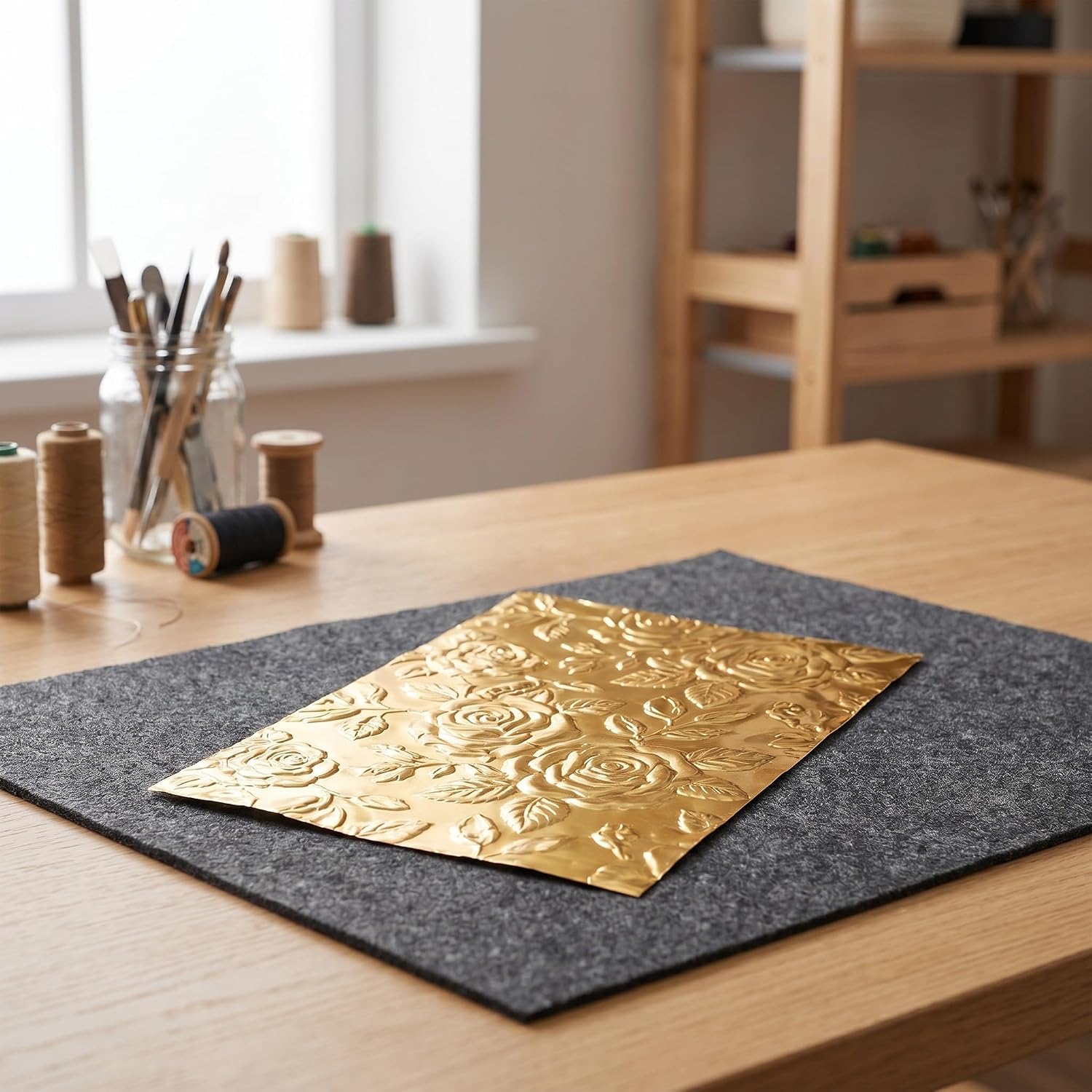 Gold Shimmer Aluminum Craft Foil Embossing Set with Felt Mat