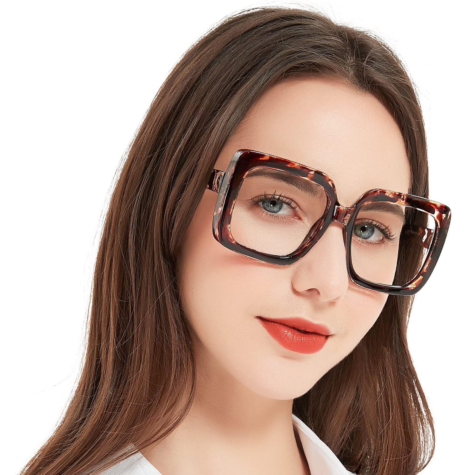 MARE AZZURO Oversized Reading Glasses Women Trendy Square Readers 1.0 1.25 1.5 1.75 2.0 2.25 2.5 2.75 3.0 3.5 4.0 5.0 6.0