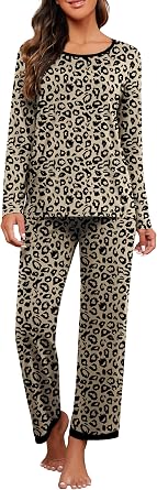 PrinStory Womens Pajama Set Long Sleeve Sleepwear Ladies Soft Pjs Lounge Set 2026