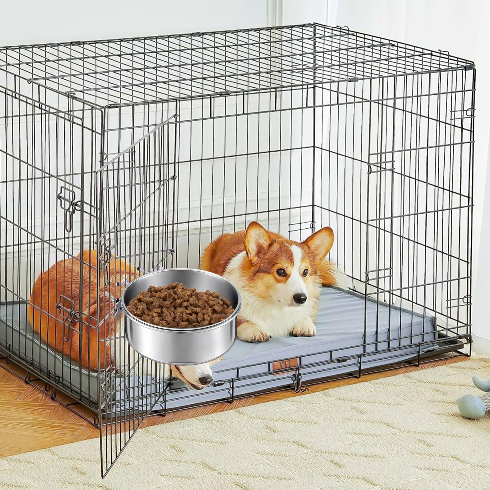 Gamelle à Suspendre pour Chien/Chat, Bol en Acier Inoxydable, Écuelle Anti-Renversement Stable and Durable pour Petits Chiens, Chats et Animaux (Screw Hook)