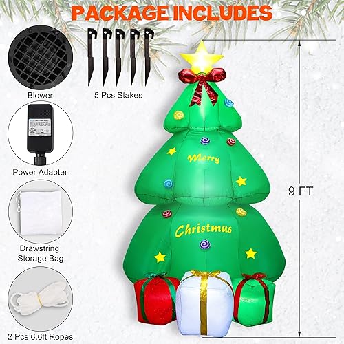 Vista 2 de SAND MINE 9ft Christmas Inflatables Tree, Christmas Inflatables Blow Up Yard Decoration, Blow Up Christmas Tree with Giftbox for Indoor Outdoor Yard