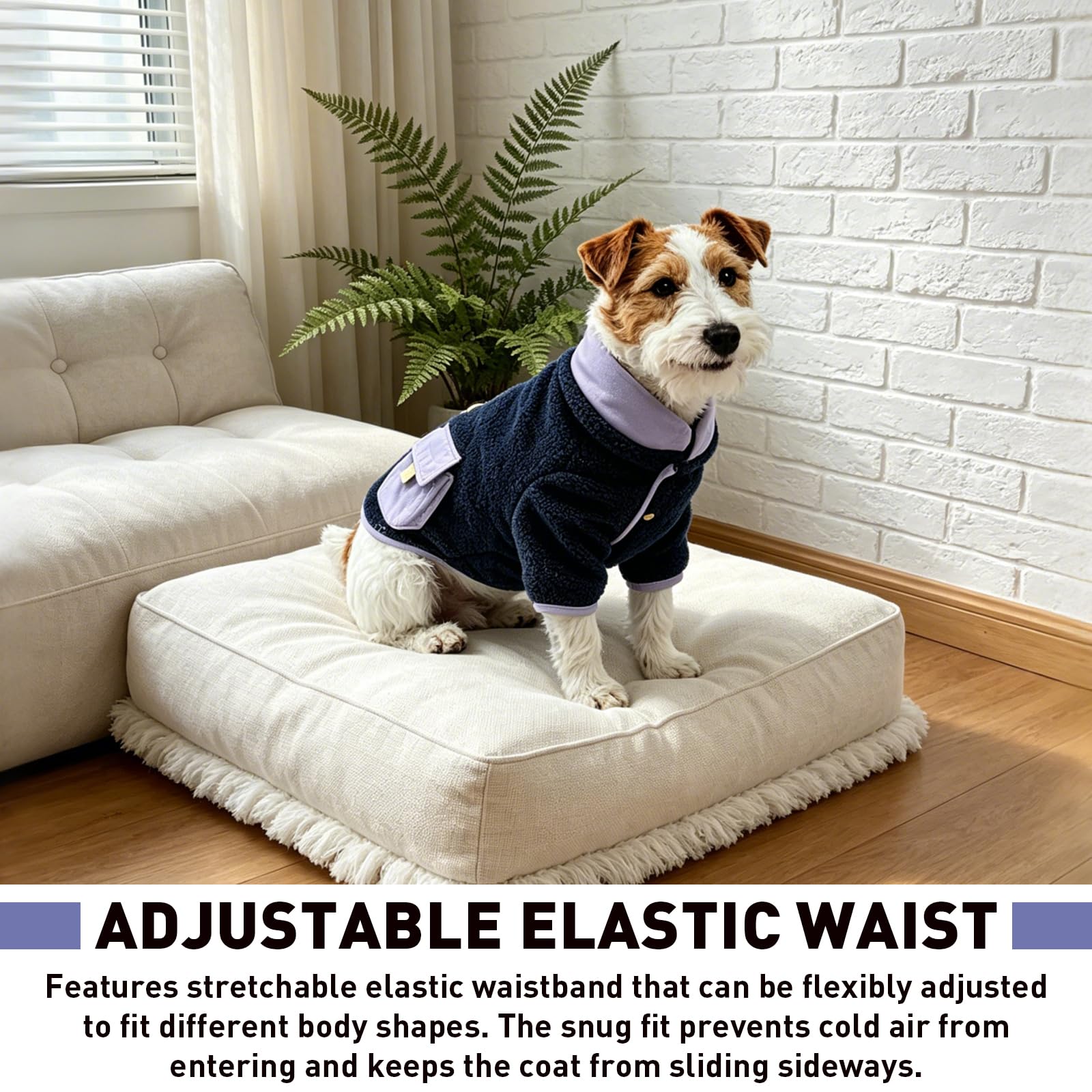 Cappotto invernale caldo per cani, antivento, fino a 45 kg, marrone, L | 2 tasche sul retro, regolabili ed elastiche, chiusura a strappo