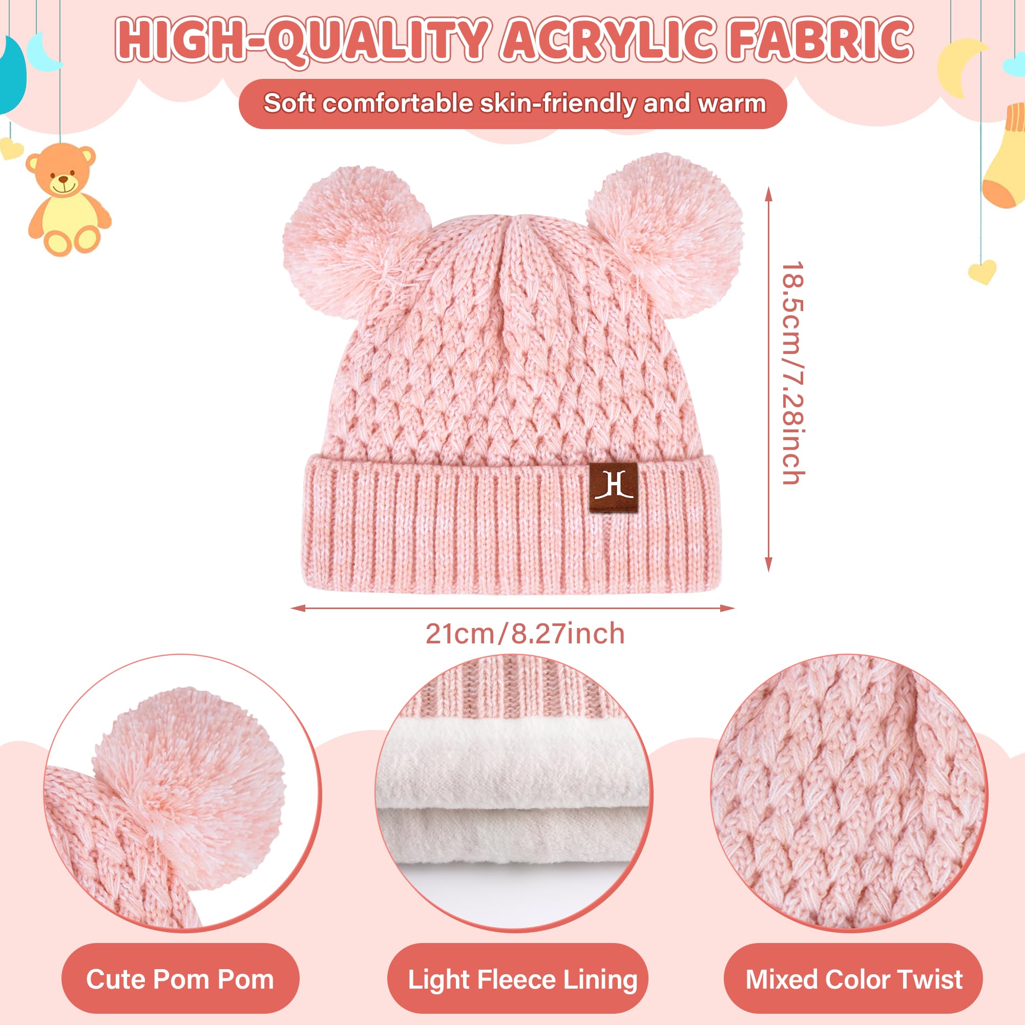 ZASFOU Bambini Cappello Invernale Sciarpa Guanti Touch Screen Set 2 3 4 5 6 7 Anni Berretto Cappelli in Maglia con Pompon Scaldacollo Guanto Regali per Ragazze Ragazzo