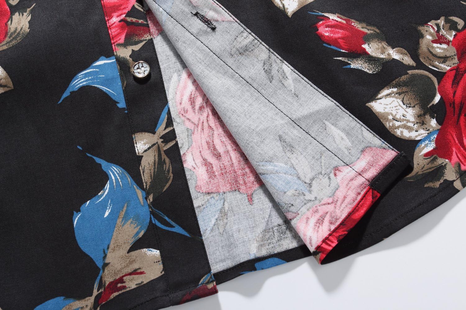 SSLR Men's Floral Cotton Button Down Long Sleeve Hawaiian Shirt - Image 7