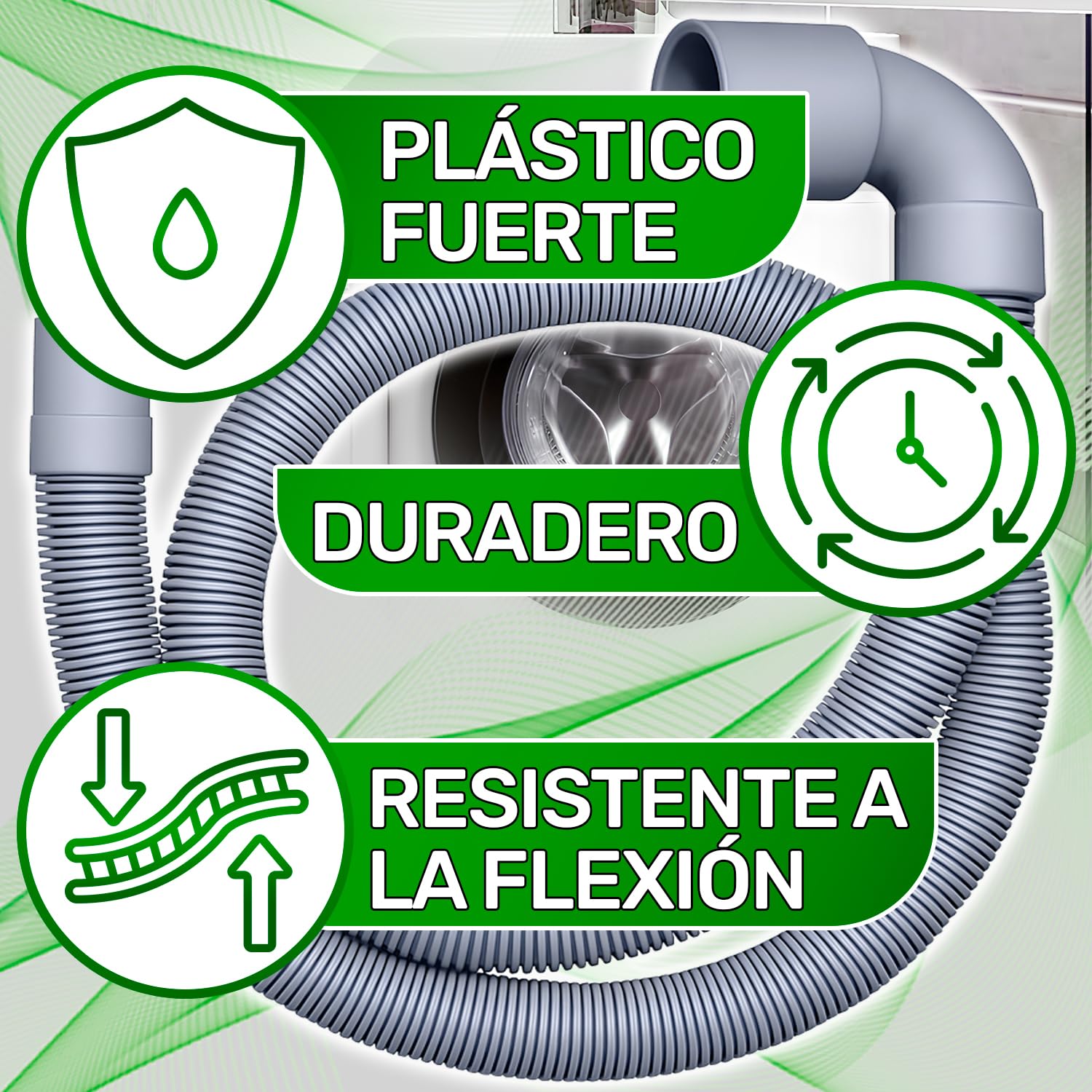 Tubo Desague Lavadora y Lavavajillas 2,5 m Ø 19/22 mm Recto y en Angulo 90° - Garantía de 5 Años - ONIX TECH — view 4