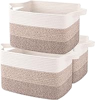 OIAHOMY Cotton Rope Storage Baskets Pack of 3 - Woven Baskets for Toys, Towels, Bathroom Organization - Gradient Yellow 13x10x9in