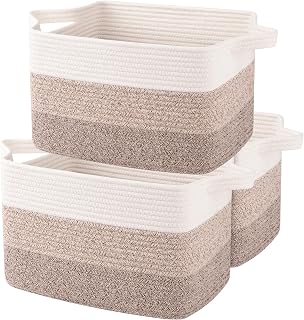 OIAHOMY Cotton Rope Storage Baskets Pack of 3 - Woven Baskets for Toys, Towels, Bathroom Organization - Gradient Yellow 13x10x9in