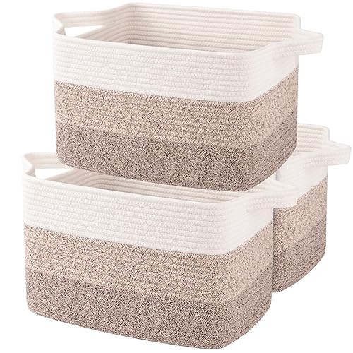 OIAHOMY Storage Basket, Woven Baskets for Storage, Cotton Rope Basket for toys,Towel Baskets for Bathroom - Pack of 3, Gradient Yellow