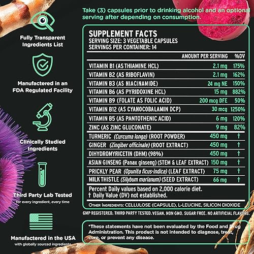 Miniatura 5 de Super Recovery Capsules for Post Celebration and Morning Relief - All Natural Holistic Support - 3 Capsules Taken Before Drinking and an Optional