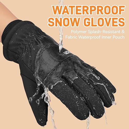 Miniatura 3 de ihuan Guantes de invierno para hombres y mujeres, impermeables, cálidos, guantes de nieve para clima frío, material térmico para esquí, snowboard,