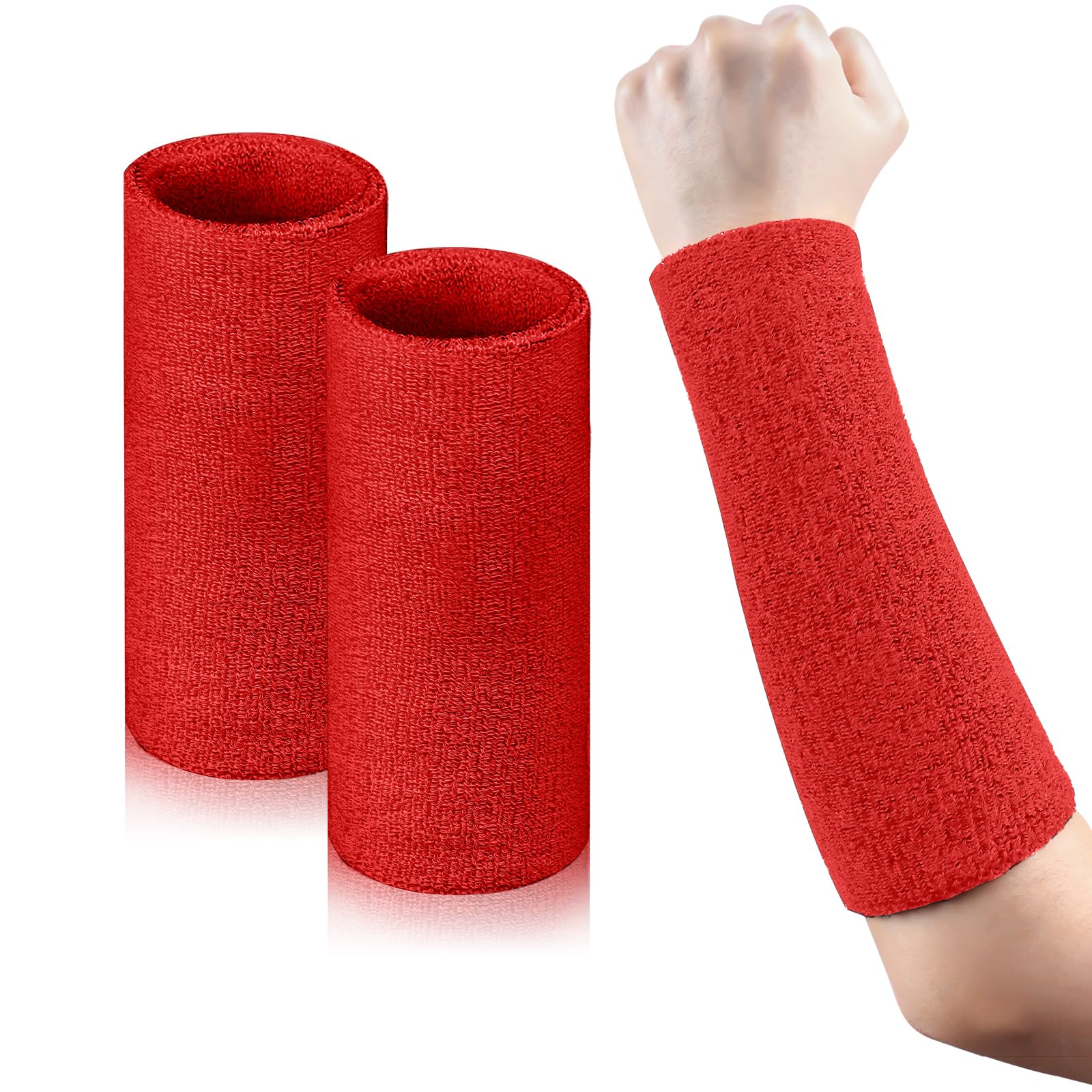 2 Pcs 9 Inch Long Wristbands Sweatbands Black Large Sweat Bands Wristbands Wrist Sweatbands Bulk Arm Sweat Bands for Men Women Weight Loss Football