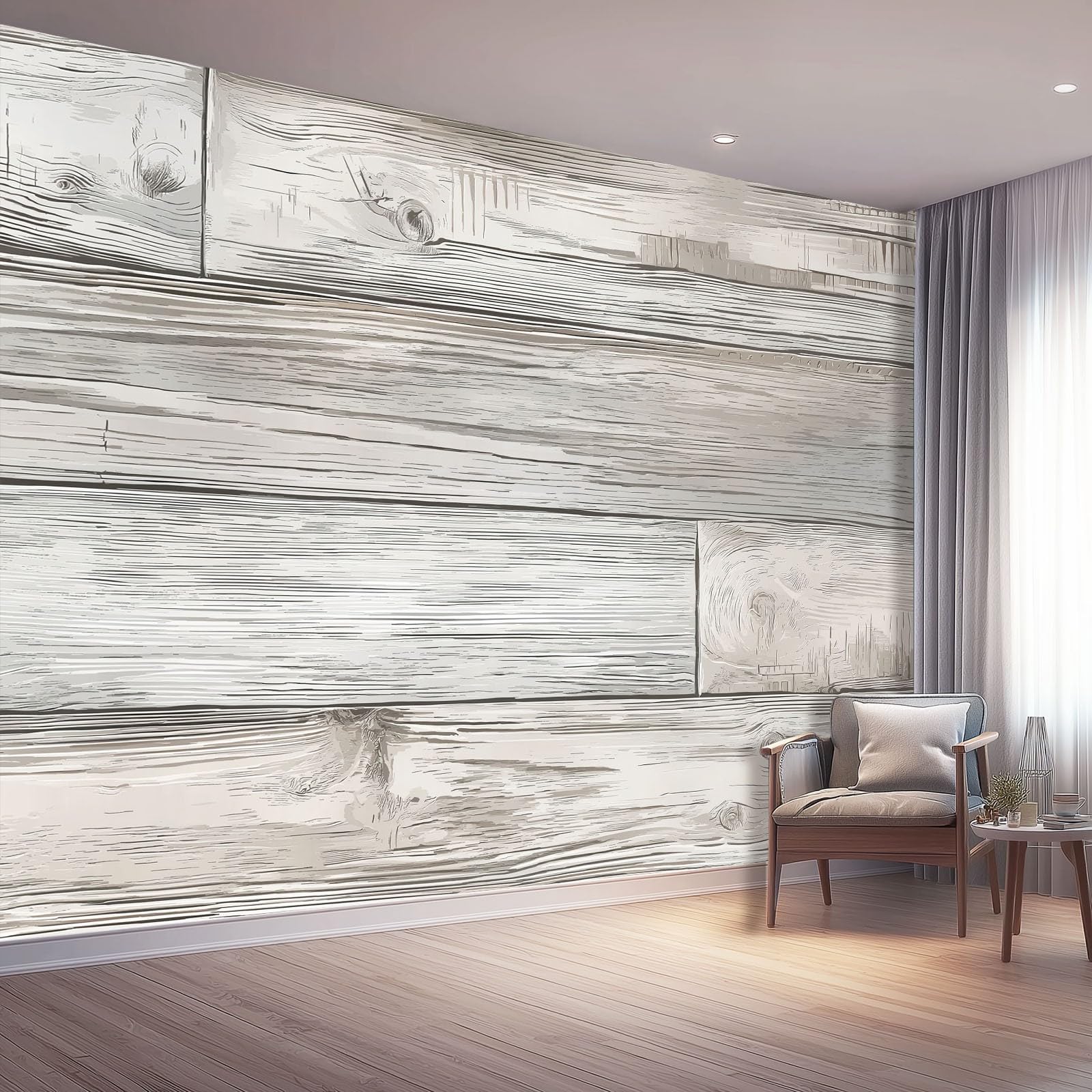 Non-Woven Wallpaper Mural,Vintage Rustic Wood Grain Light Tones Wall Covering,Feature Wall Decor to Refresh Tired Living Spaces 200 x 140(WxH)