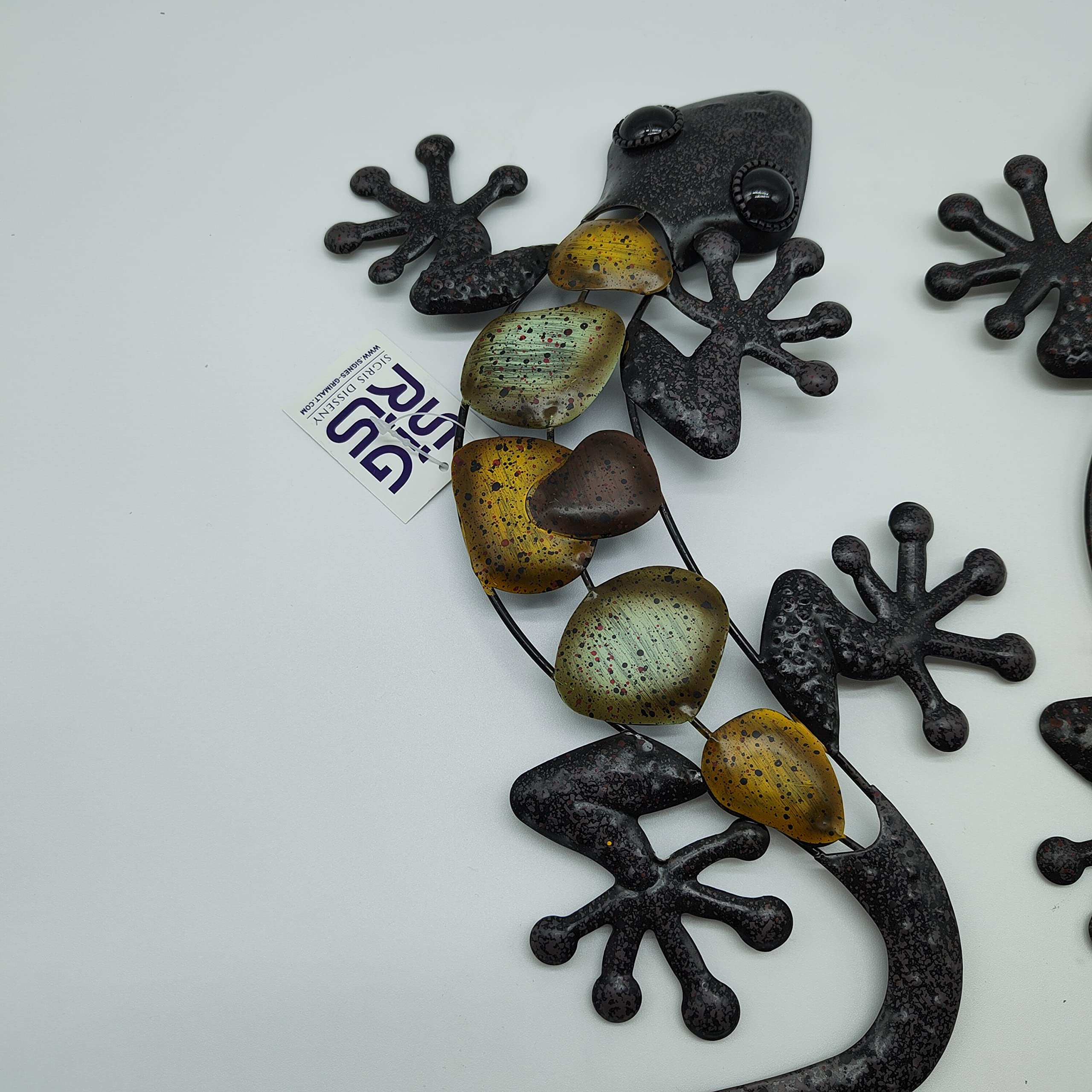 Adorno de Pared x2 Lagartos, Metal, 30 cm, decoración de Pared, jardín al Aire Libre, Figura de Lagartos, decoración de Metal, Colgante, para Patio o Valla, Sala de Estar, baño