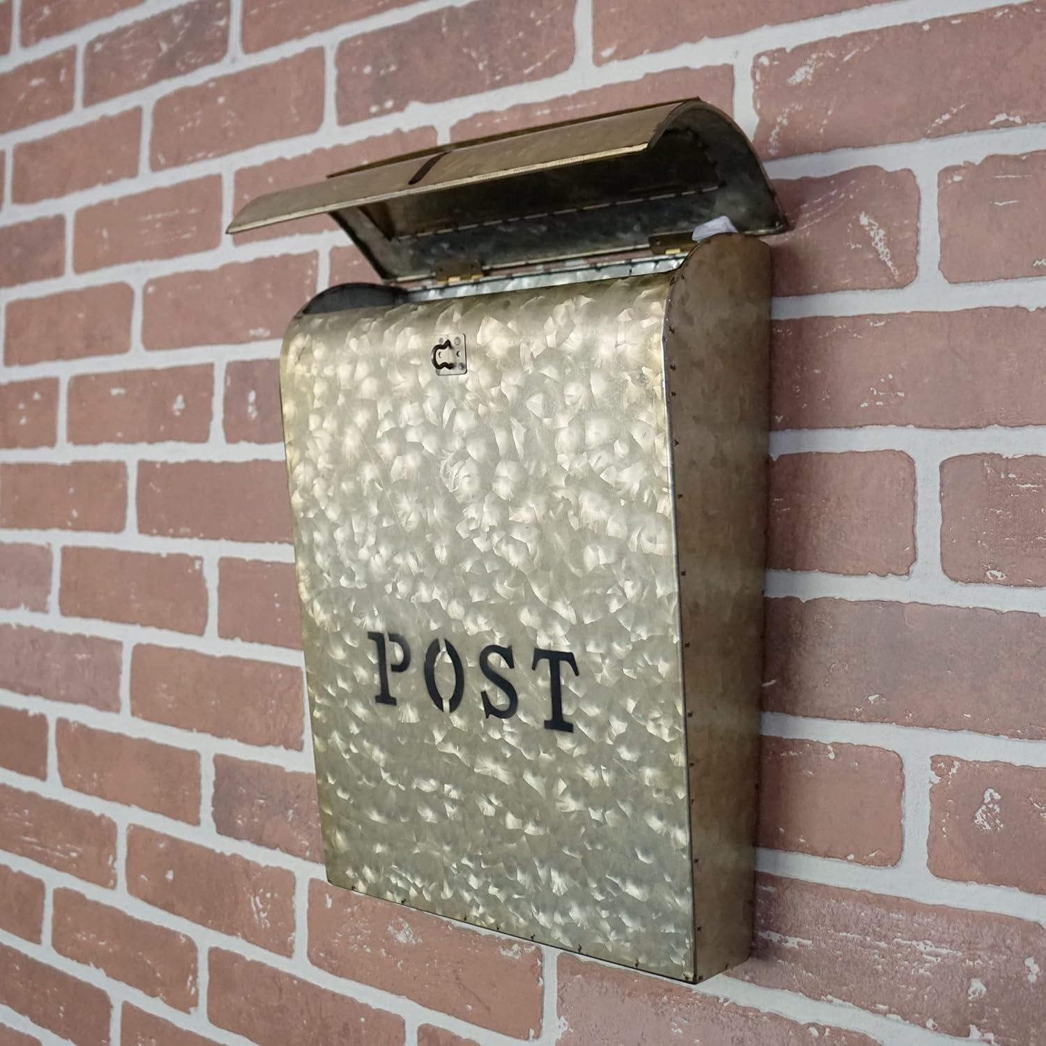 NACH Emily Vintage Locking Mailbox for Outside Wall Mount, Metal With Lock, Rust Resistant, Gold Lock, Outdoor 10.6x3.93x13.9 Inches, FZ-M1003G