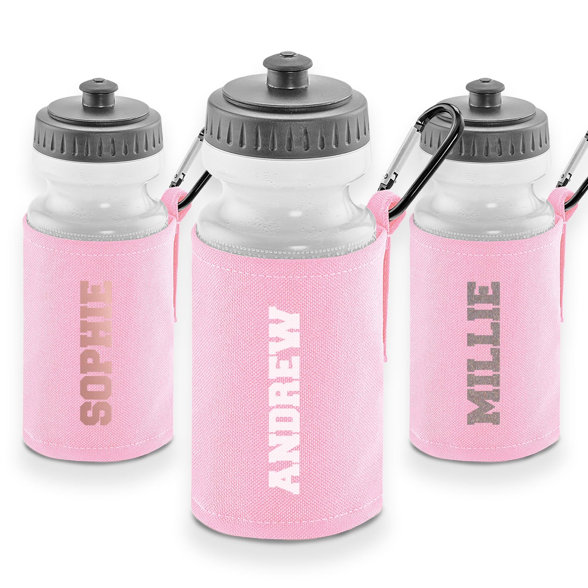 Custom Name Kids Water Bottle 500ml – Personalised School Drinks Bottle with Trendy Text Sleeve – BPA Free Reusable Sports Flask with Insulated Cover & Carabiner – Boys & Girls PE, Nursery & Primary — image 1
