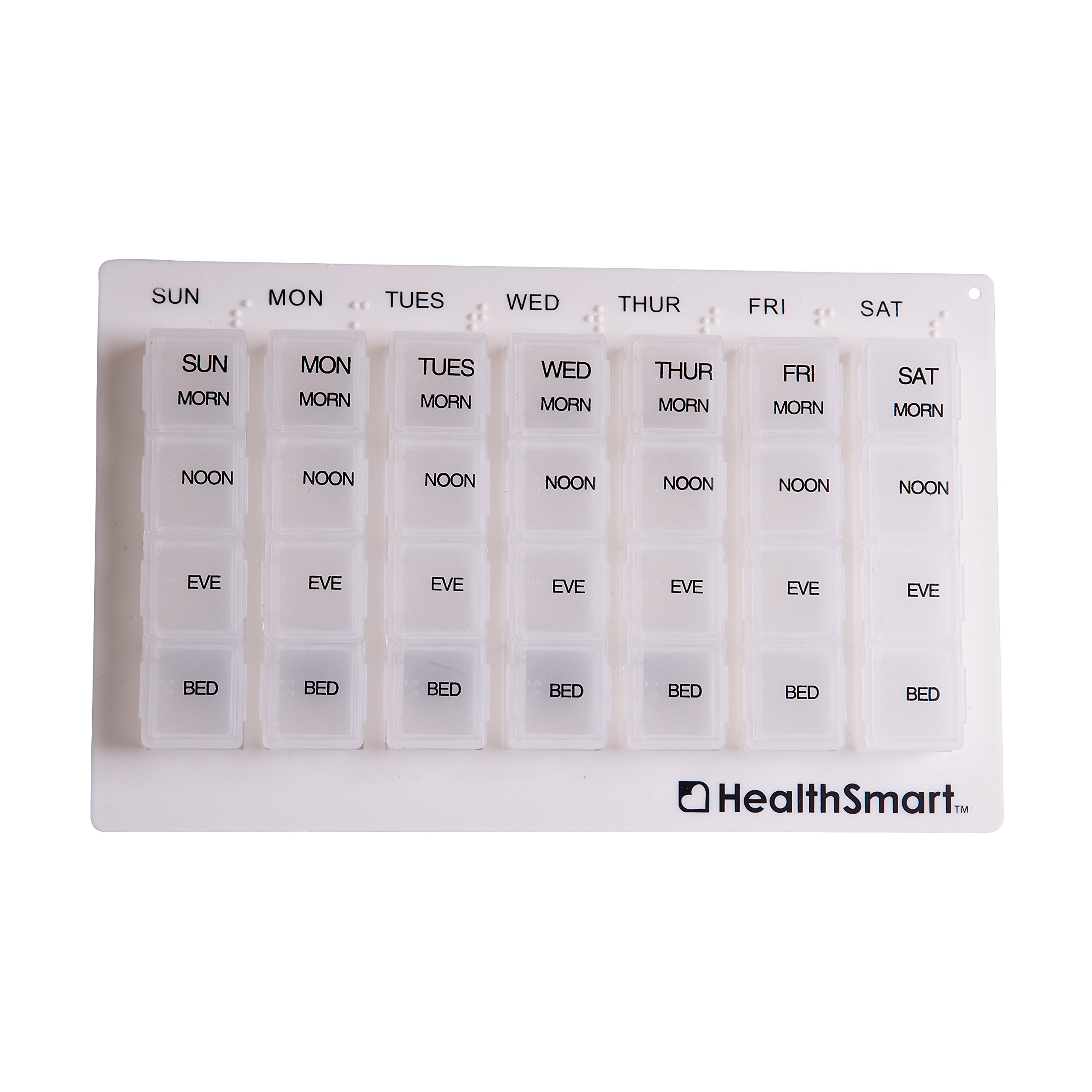 DMI Weekly 7-Day Pill Organizer Medication Planner, 28 1.5 x 1.5 Inch Containers, Clear