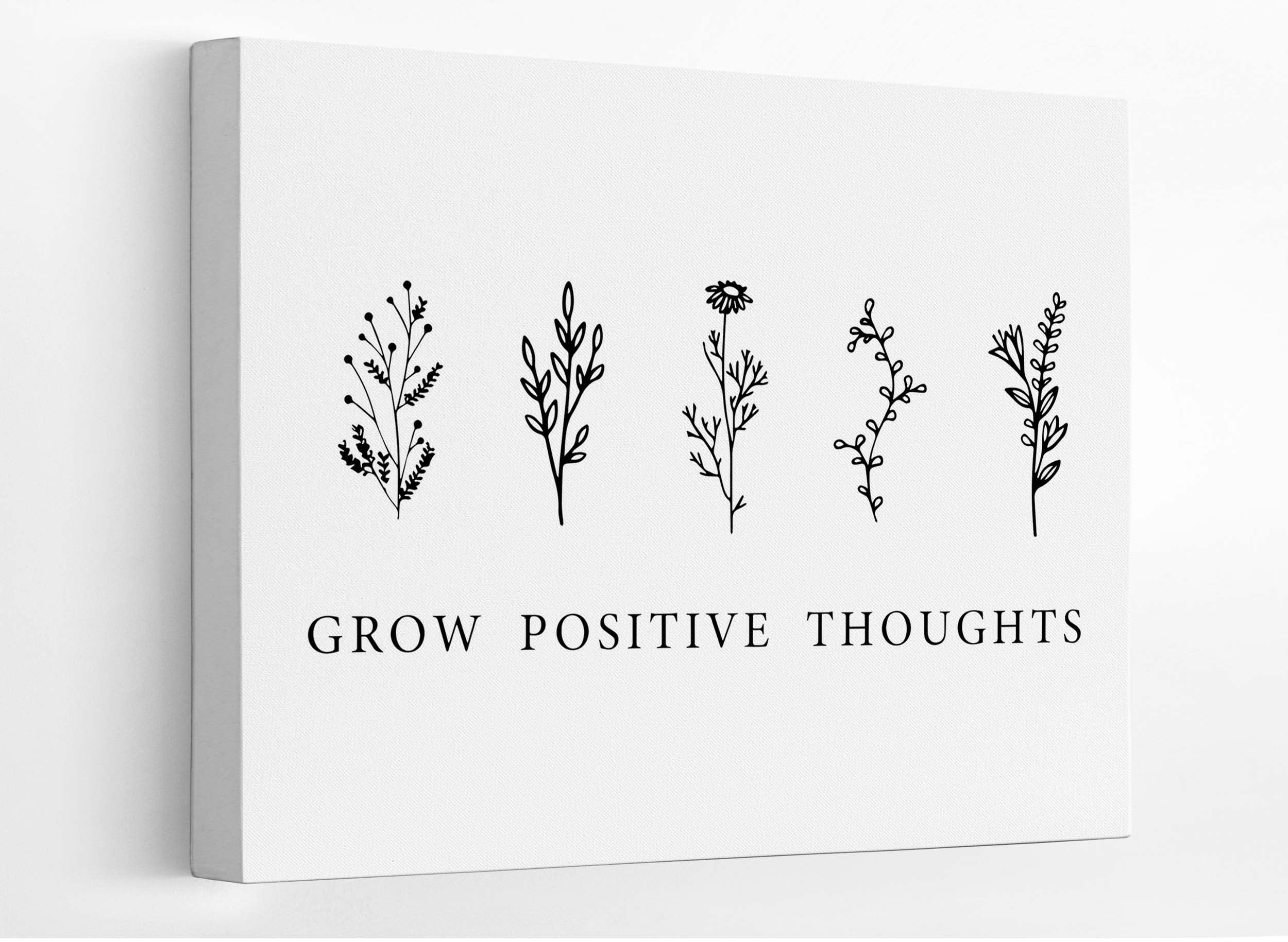 HONLUNG Grow Positive Thoughts Mental Health Canvas Wall Art Prints 14x11 Inch Positive Psychology Affirmations Decor For Home Counseling Office Classroom,Gifts For Women Men Kids