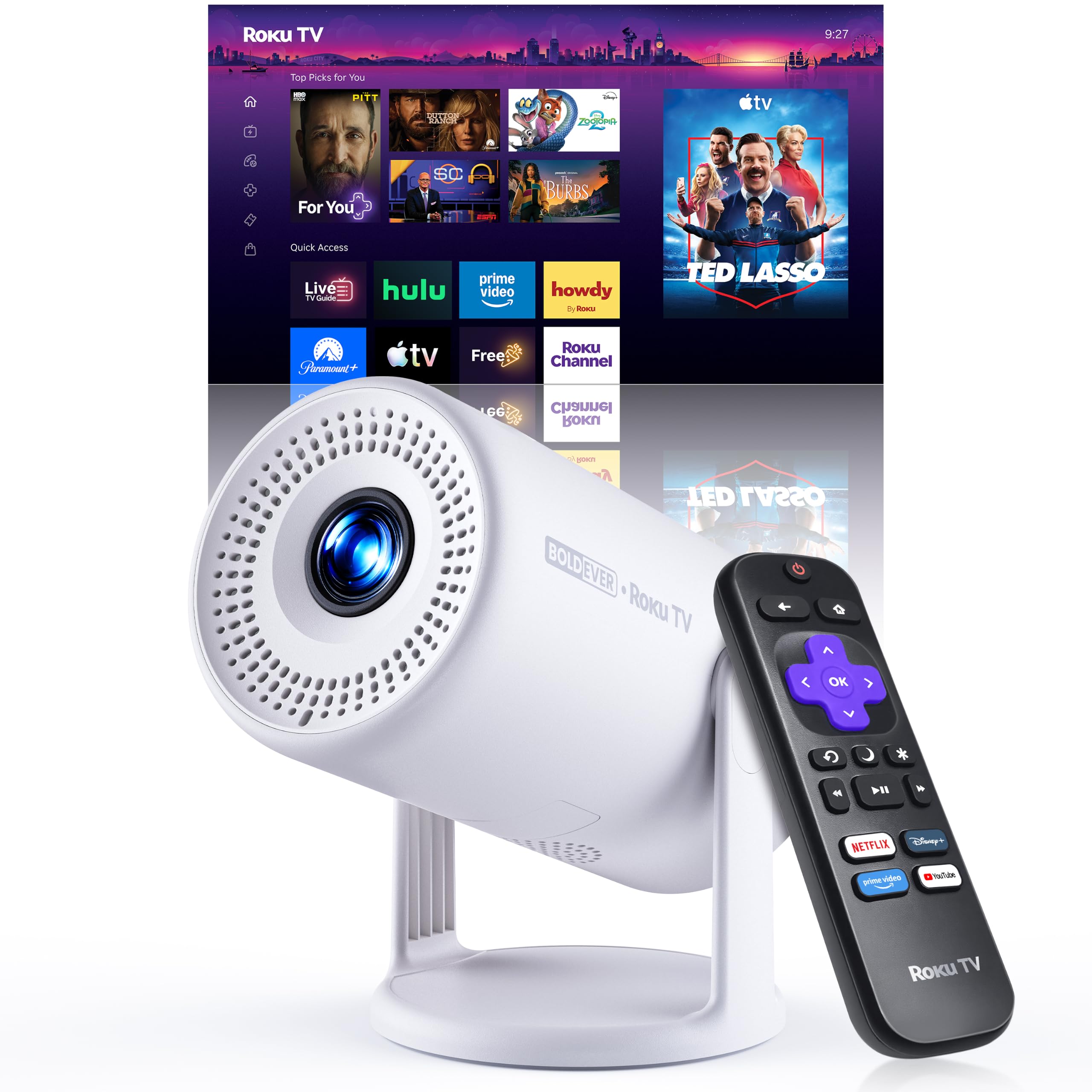 Roku TV Mini Portable Smart Projector with Wi-Fi & Bluetooth