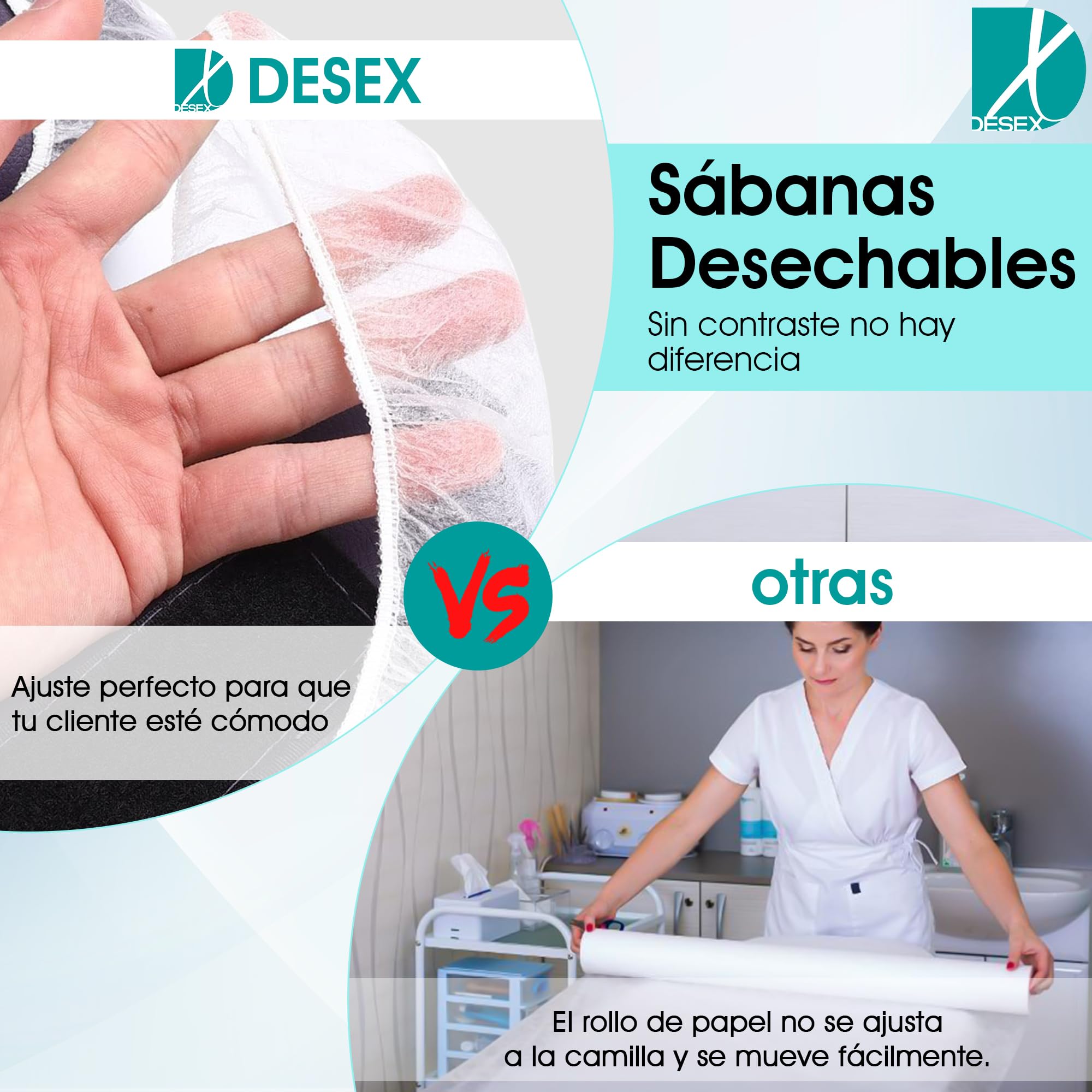 Sábanas Desechables Ajustables Camilla Masaje/Funda Camilla (20g) TNT/Sabanillas Hipoalergénicas para Clinicas, Salones de Belleza, Hoteles o Uso Personal (95x220cm, Caja 10uds)
