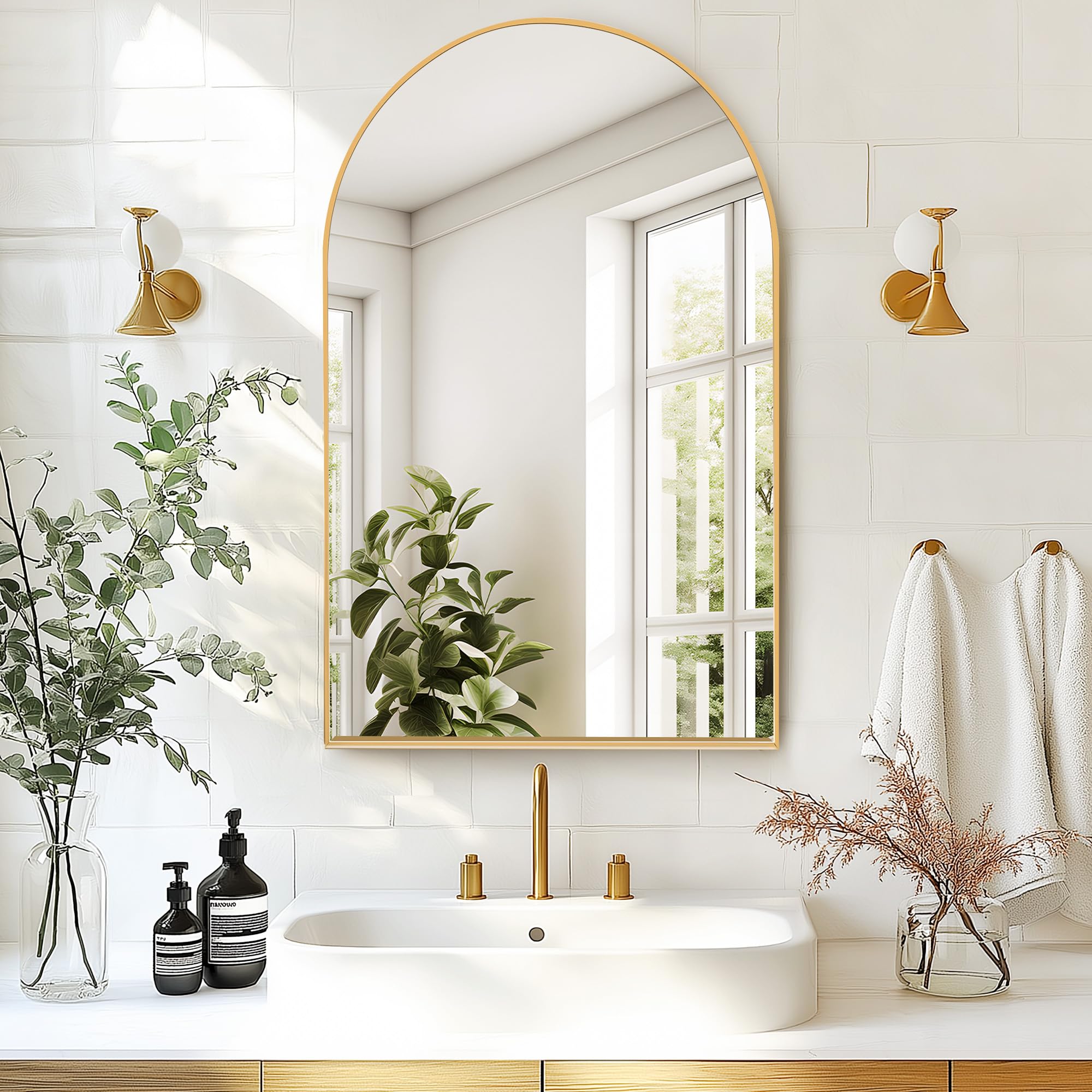 SogesHome Arched Medicine Cabinet with Mirror, 24