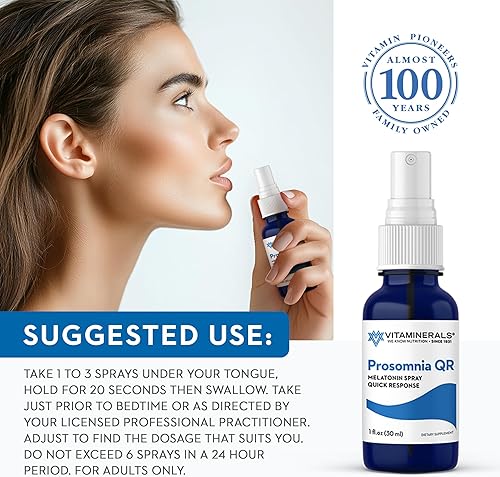 Miniatura 6 de Vitaminerals 133 Prosomnia QR, spray natural de melatonina para dormir, 1 onza