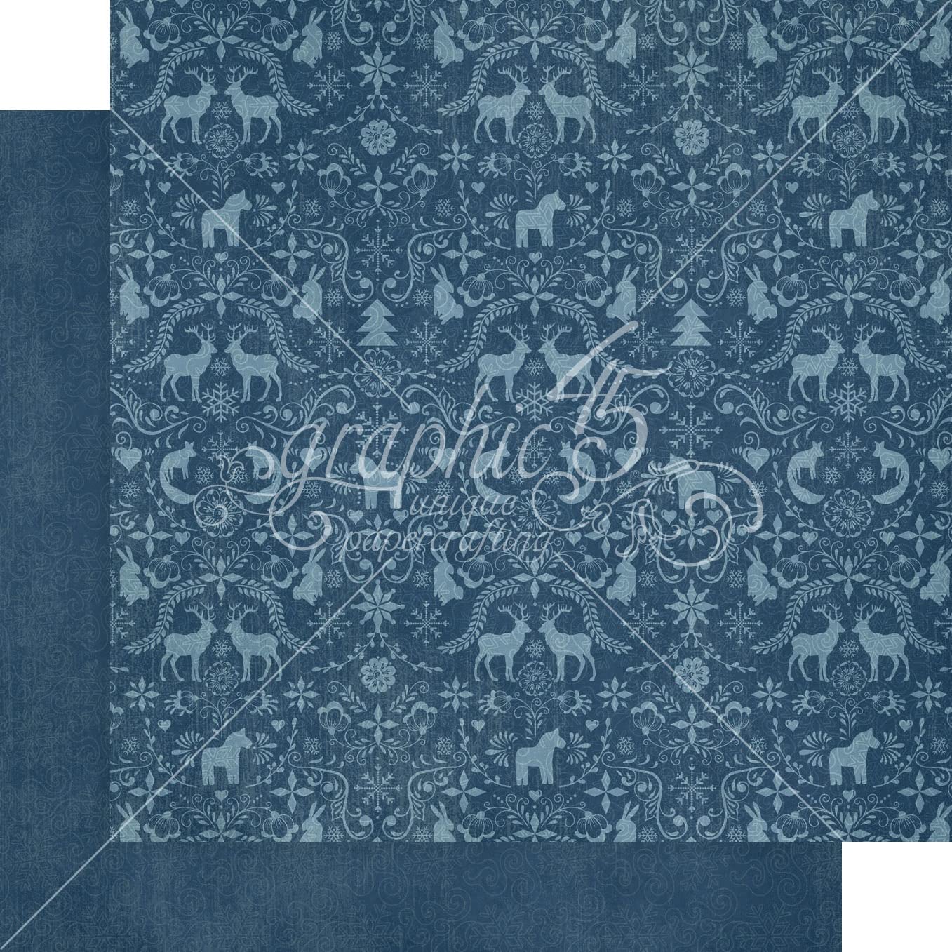 Graphic 45 Double-Sided Paper Pad 12"X12" 16/Pkg-Let's Get Cozy Patterns & Solids, Blue,red, 12 x 12 inch - Image 2