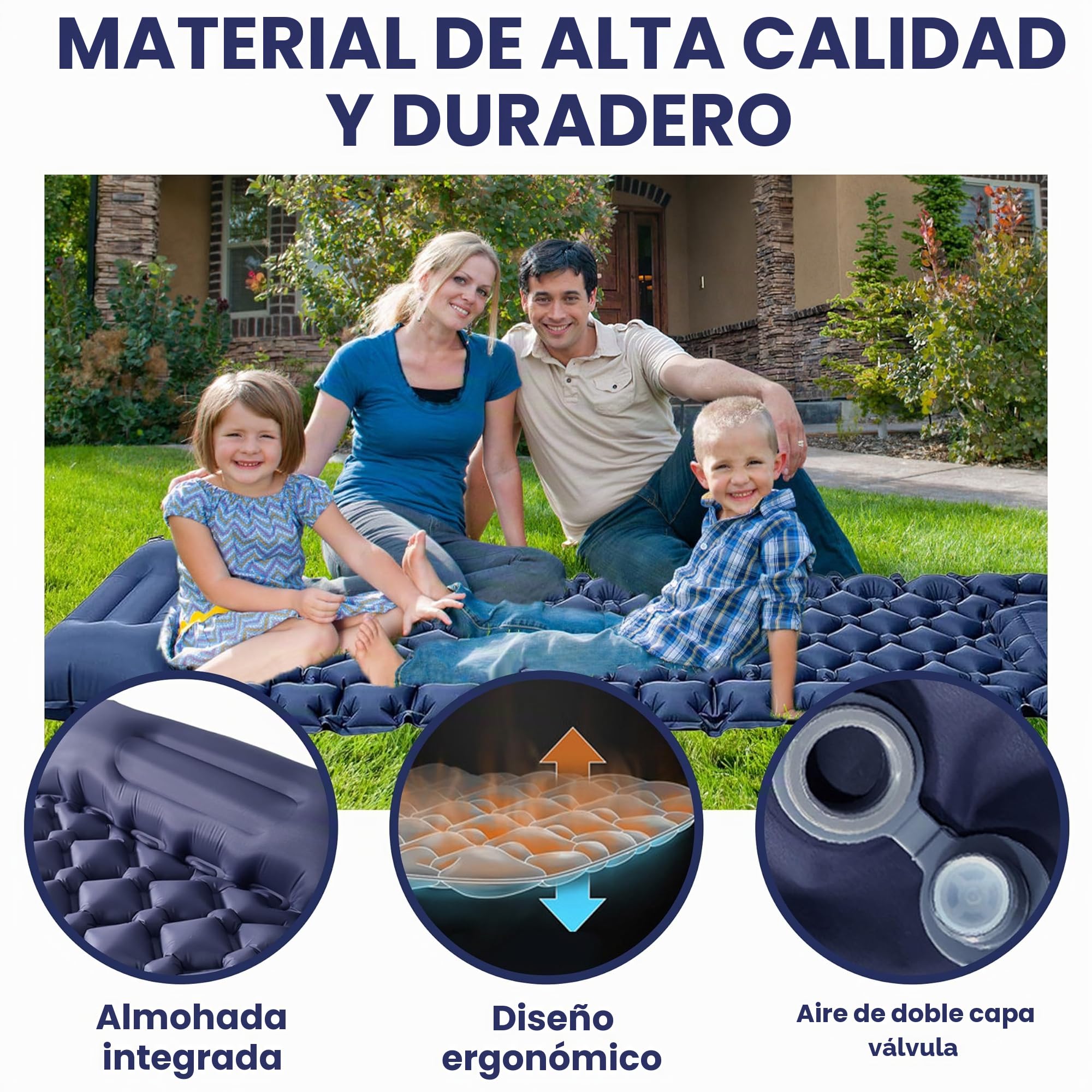 Colchoneta Autoinflable para Camping, 198 × 68 × 8CM Portatíl Ultraligera Impermeable Colchoneta Camping, con Almohada y Bomba de Pie, para Acampada, Trekking, Exteriores, Viaje