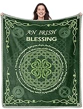 Irish Gifts for Women/Men, Irish Blessing Gifts for Anniversary/Weddings/Christmas/Birthday/St Patrick's Day, Ireland Blessing Blanket 60"X50", Lucky Celtic Clover Gift with Celtic Symbols