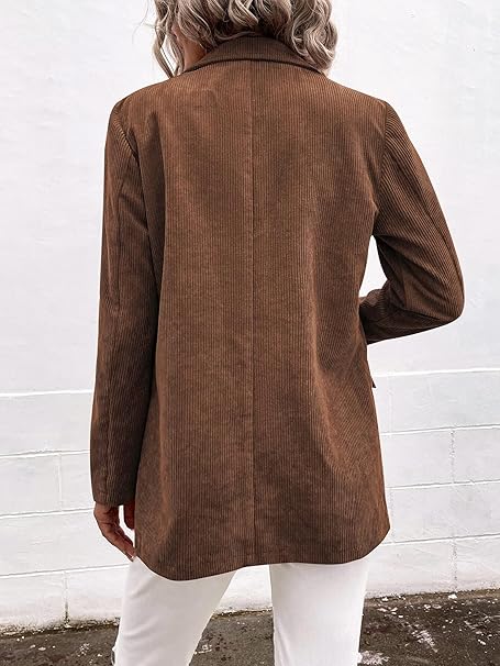 Wemaliyzd Veste En Velours Pour Femme Coupe Ajustée Blazer 1 Bouton, Bleu, Petit