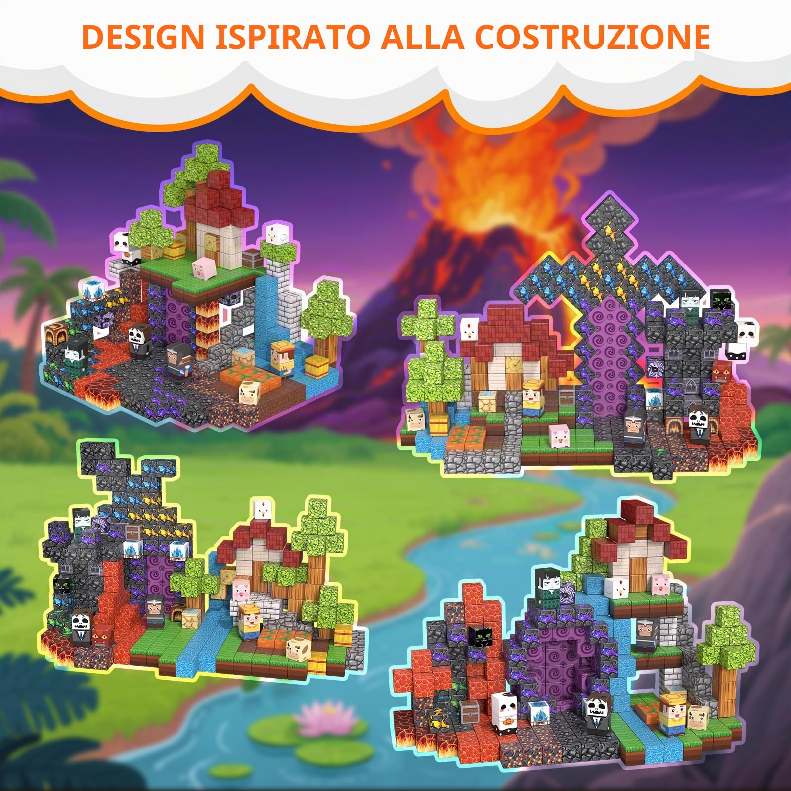 Vdealen 300 Costruzioni Magnetiche per Bambini, Giocattolo Educativo STEM & Sensoriale Montessori per Bambini a Partire da 4~12 Anni|Regalo di Natale o di Anniversario