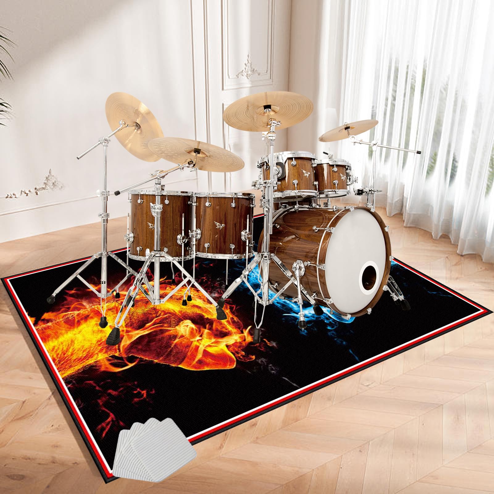 Drumming Schlagzeug Teppich, Schallschutz Teppich Professioneller Trommel teppich Antivibrationsmatten für Musikinstrumente für Bass Snare Drum, Schallschutz Teppich für Anfänger 200 x 160 cm