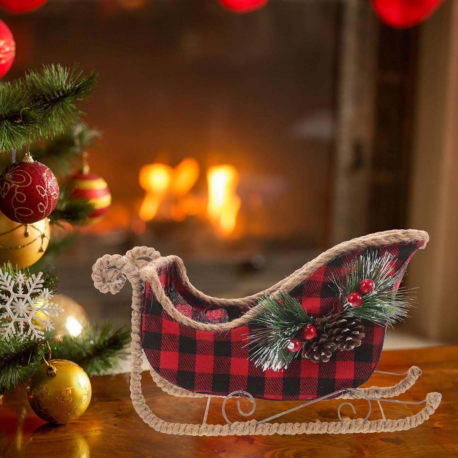 Christmas Wagon Xmas Sleigh Ornament Decorative Prop for Home
