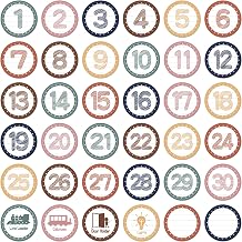 FEBSNOW 36Pcs Boho Classroom Number Stickers for Floor Line Up Spots