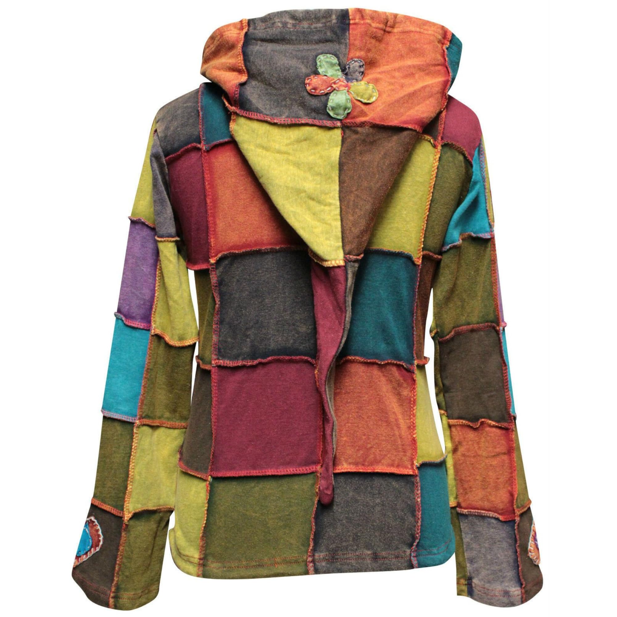 SHOPOHOLIC FASHION Women Love Peace patchworkowa hipisowska kurtka z kapturem