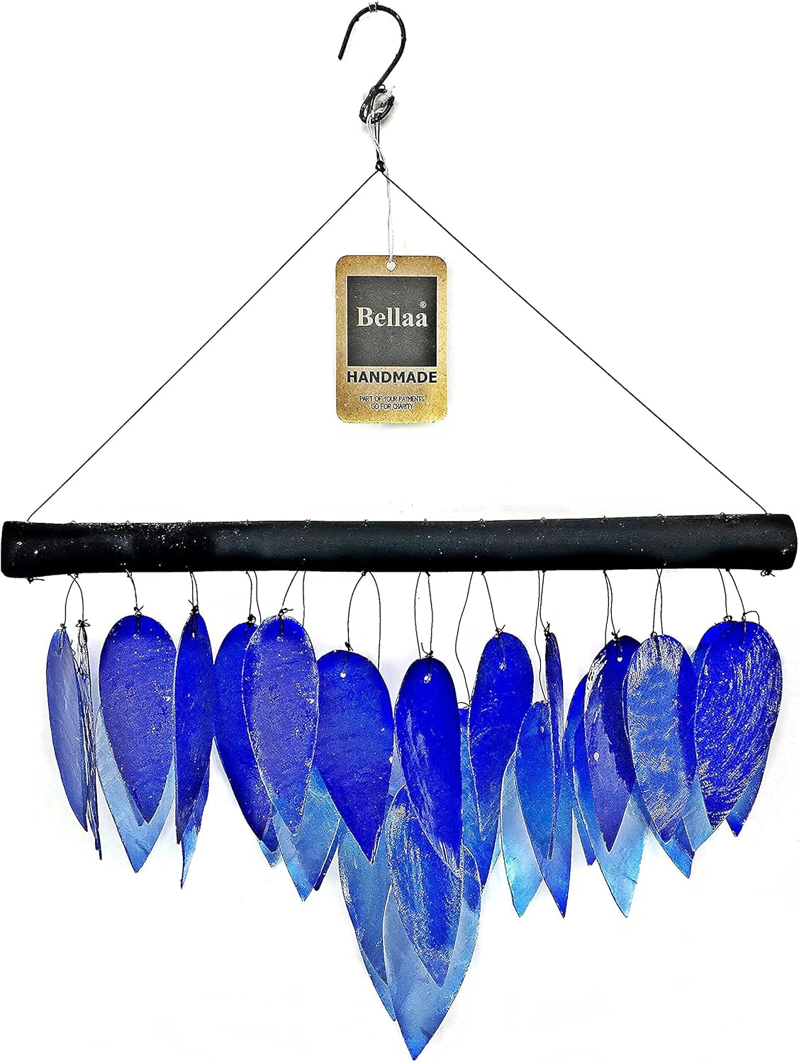 Bellaa Handmade Wind Chimes Outdoor, Capiz Seashell Glass, Gental Musical Windchime Outside Garden Decoration, Beach, Gifts for Mom 24490 - Image 6