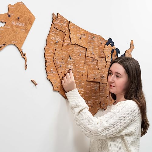 Miniatura 15 de Enjoy The Wood Mapa de Estados Unidos de madera lugares visitados – Mapa 3D de Estados Unidos mapa de viajes decoración de pared de madera – Mark