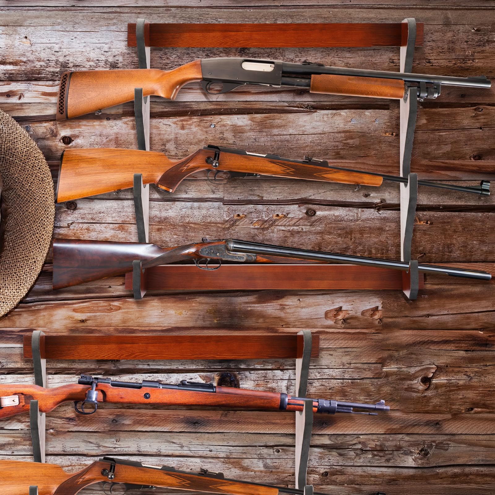 Barrel Rack Handmade Pine Wood Gun Rack - Wall Mount For 2 Rifles Or ...