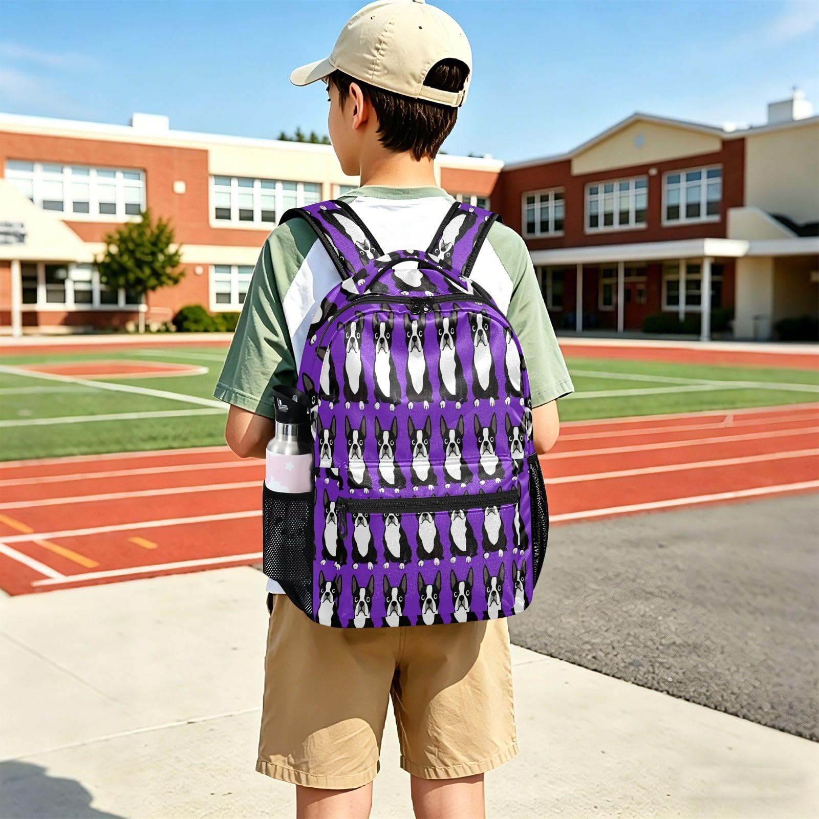 FRODOTGV Zaino da viaggio multitasche, in tessuto twill di poliestere, per studenti scolastici, campeggio, visite turistiche, taglia S, Viola Terrier, S, Casual