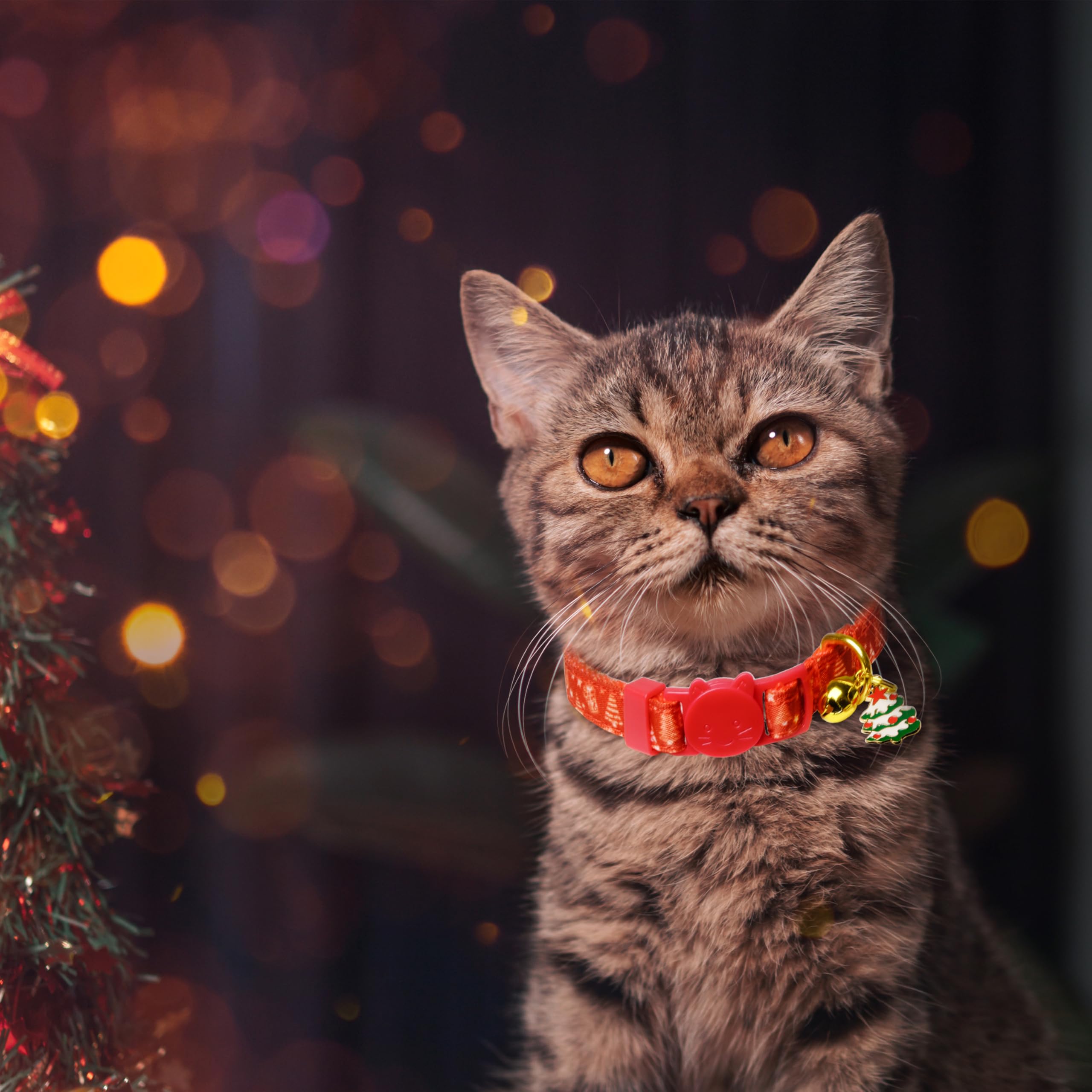 Christmas Cat Bow Tie Collar with Bell, 2 Pack Holiday Kitty Kitten Santa and Snowman Collar for Male Female Girls Boys